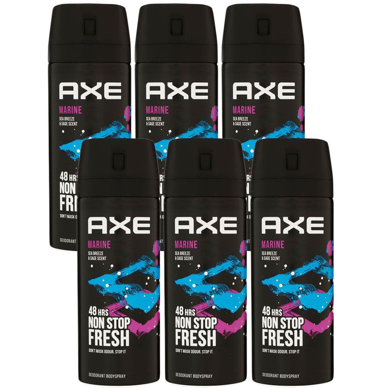 Axe Marine 6 x 150 ml Deodorant Deospray Deodorant Spray Deo Spray Deo Set