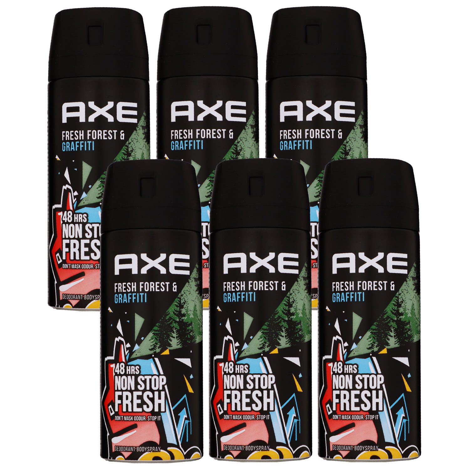 Axe Wild Fresh Forest & Graffiti 6 x 150 ml Deospray Deodorant Deo Spray Set