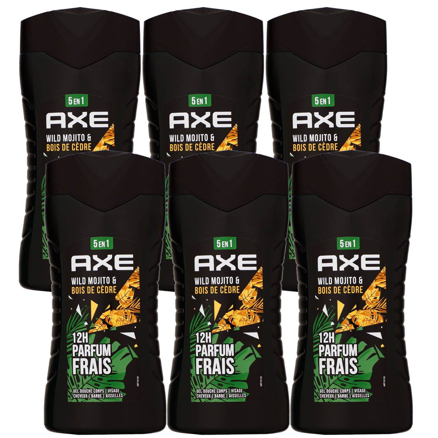 Axe Wild Mojito & Cedarwood 6 x 250 ml Showergel Duschgel Shower Gel Set