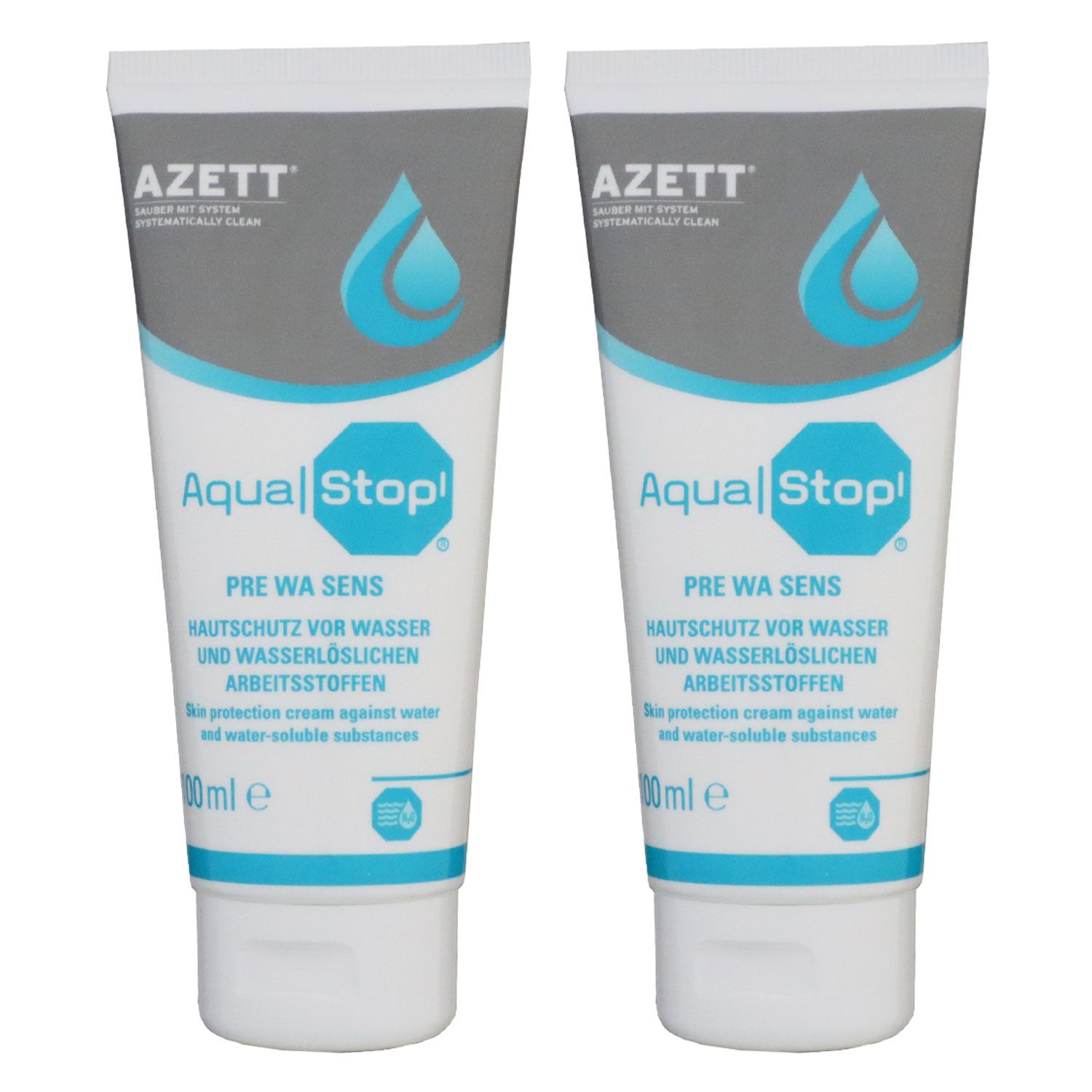 Azett Aqua Stop Pre Wa Sens Creme 2 x 100 ml Hautschutzcreme f�r Arbeitsstoffen