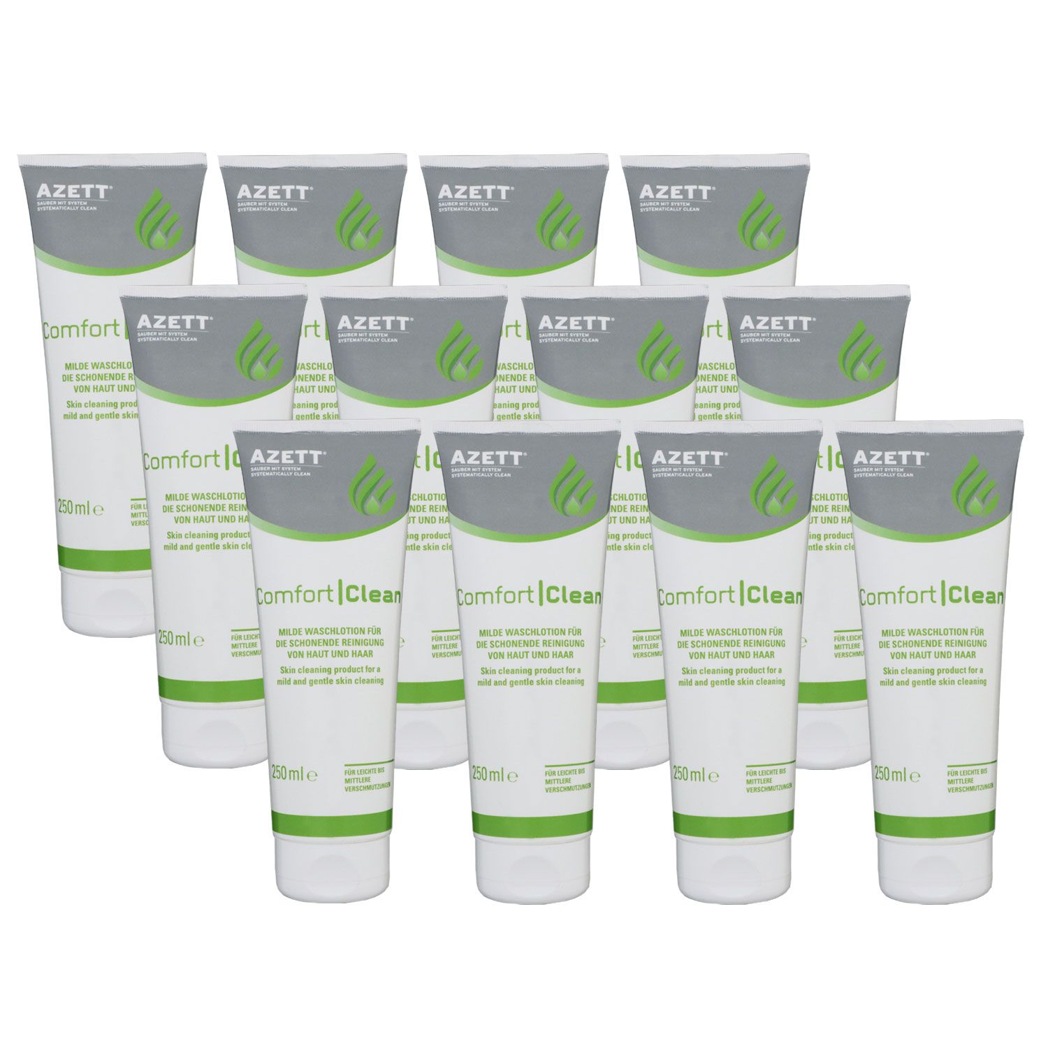 Azett Comfort Clean 12 x 250 ml Milde Waschlotion f�r Haut und Haar Set