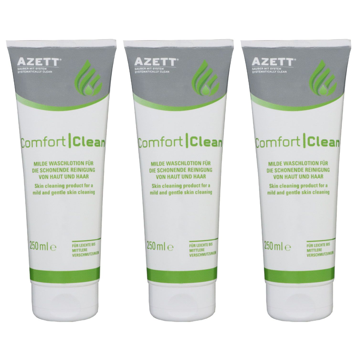 Azett Comfort Clean 3 x 250 ml Milde Waschlotion f�r Haut und Haar Set