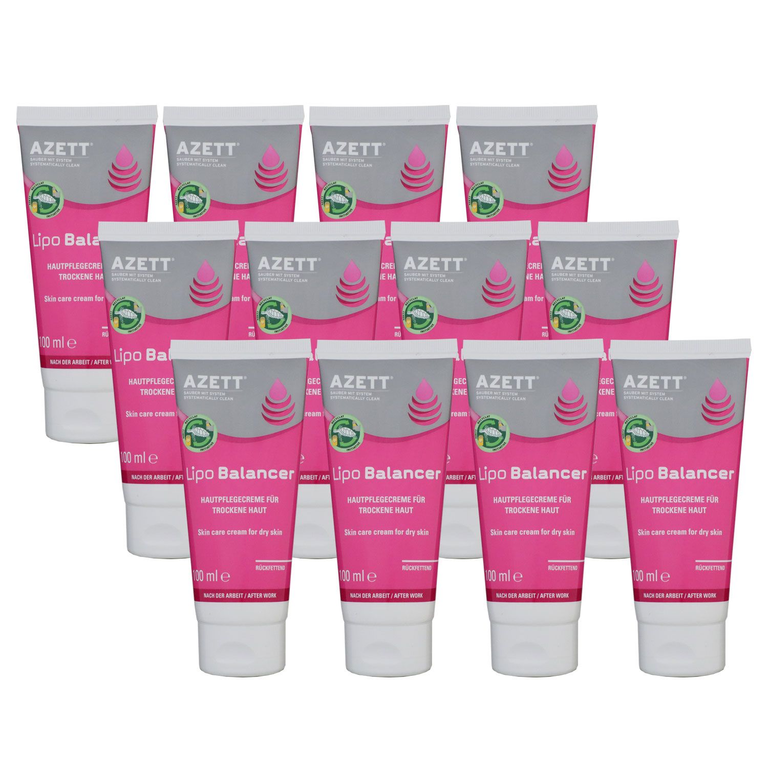 Azett Lipo Balancer Cream 12 x 100 ml Hautpflegecreme f�r trockene Haut R�ckfettend