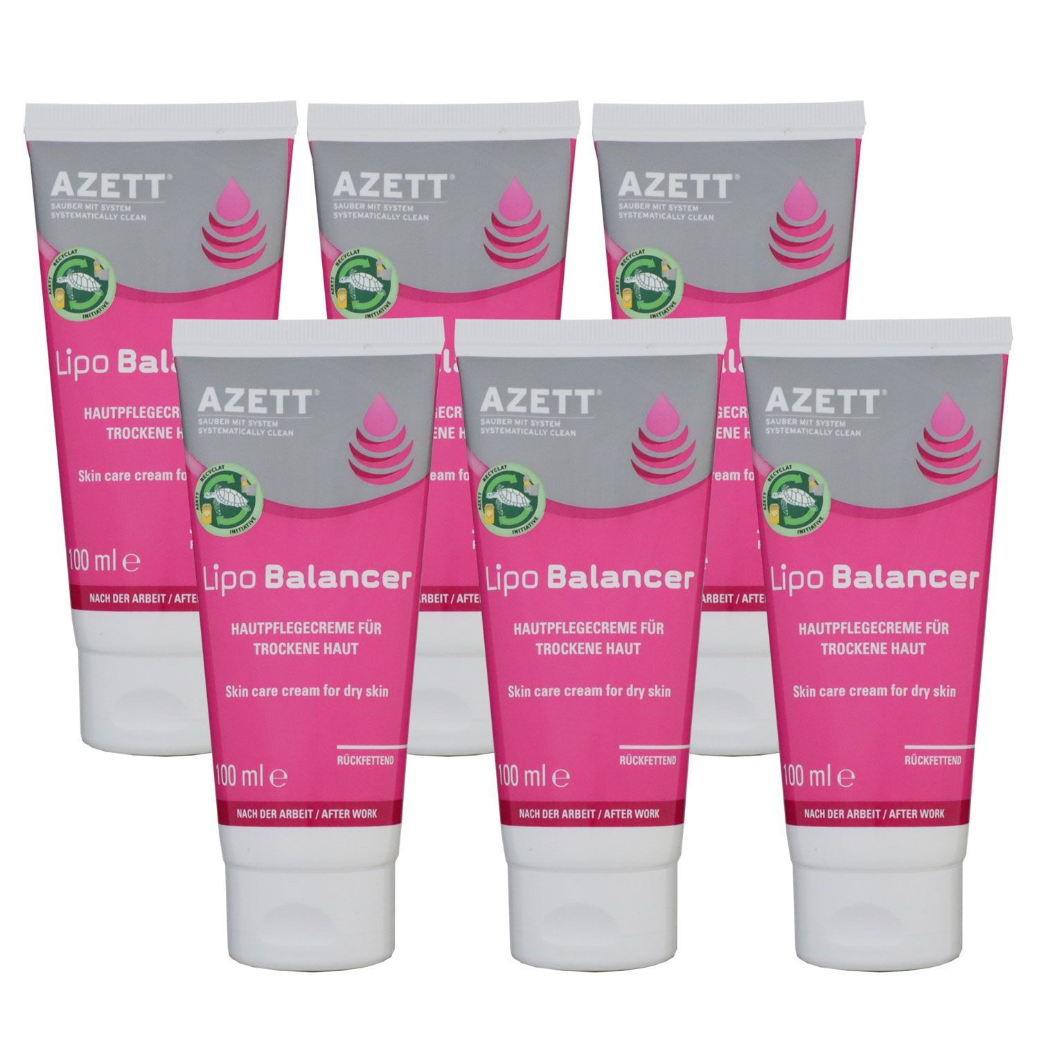 Azett Lipo Balancer Cream 6 x 100 ml Hautpflegecreme f�r trockene Haut R�ckfettend