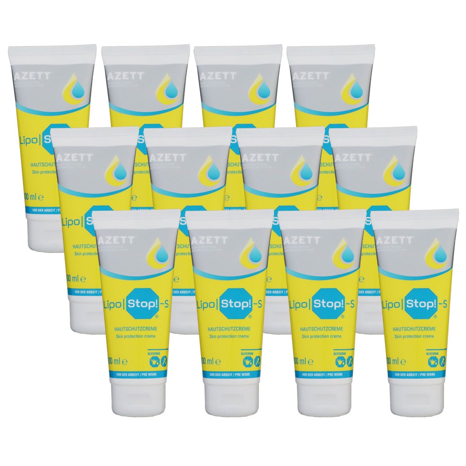 Azett Lipo Stop Pre Ol Sens Cream 12 x 100 ml Hautschutzcreme Set