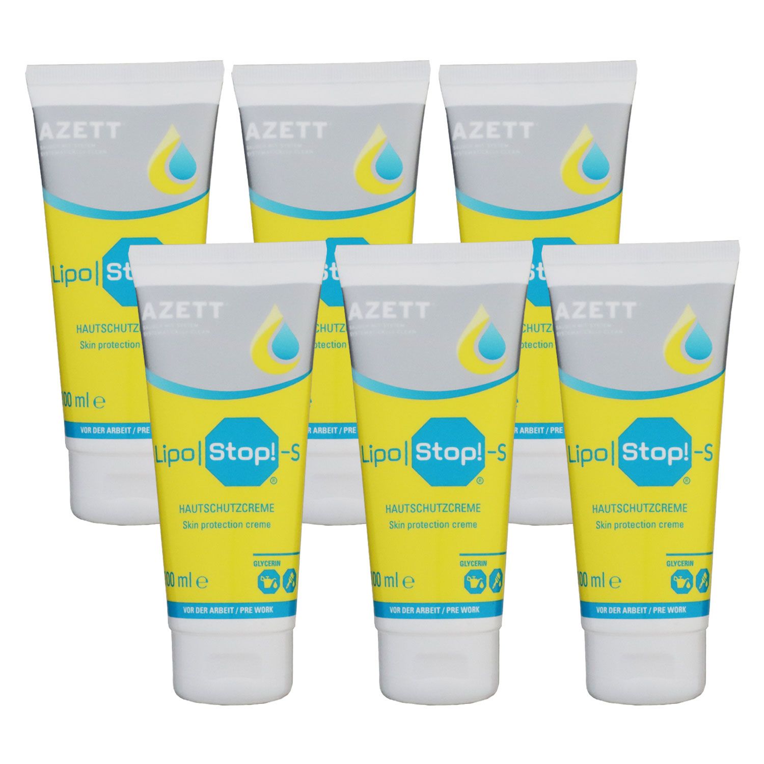 Azett Lipo Stop Pre Ol Sens Cream 6 x 100 ml Hautschutzcreme Set
