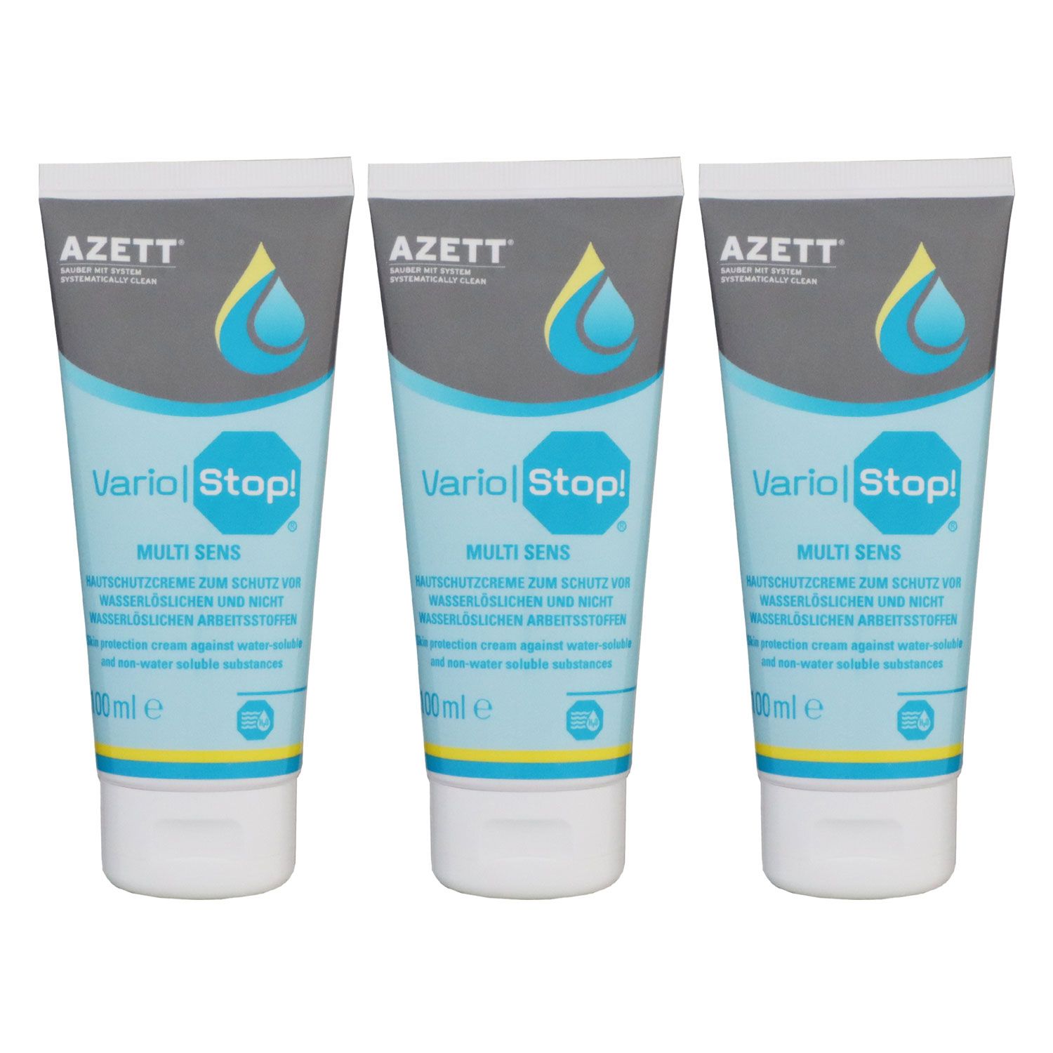 Azett Vario Stop Multi Sens Creme 3 x 100 ml Hautschutzcreme f�r Arbeitsstoffe