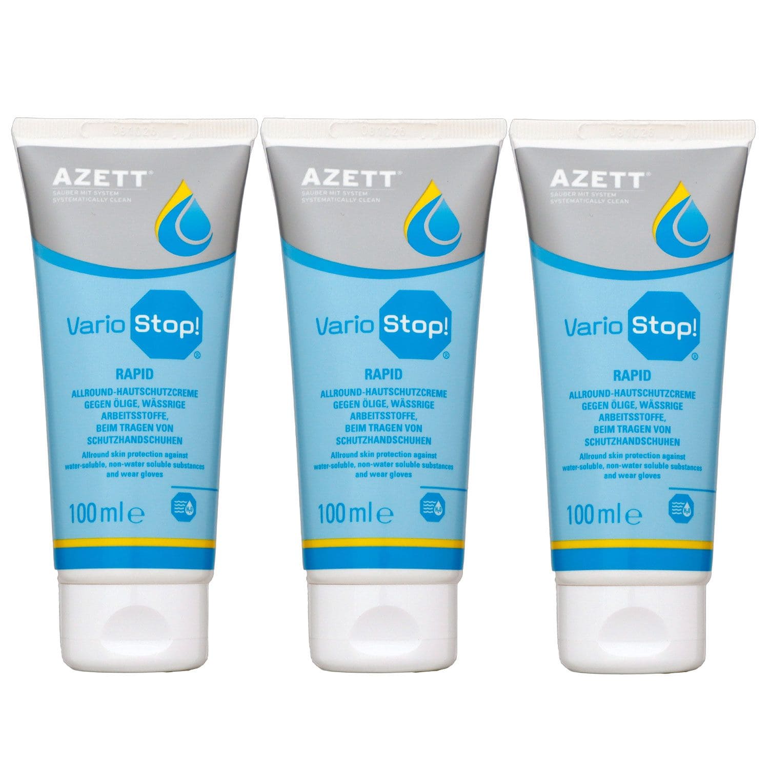 Azett Vario Stop Rapid 3 x 100 ml Hautschutzcreme f�r Arbeitsstoffe Set