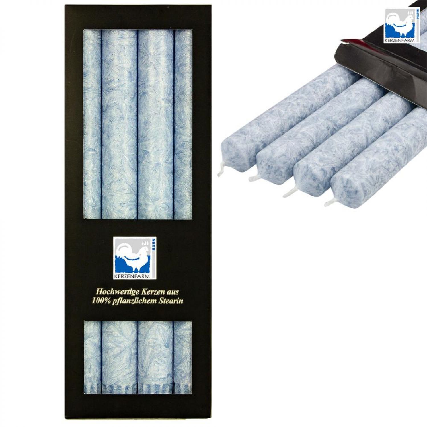 B WARE 4 Stearin Stabkerzen Set Taubenblau 250 x 22 mm Kerzenfarm Kerzen Candle