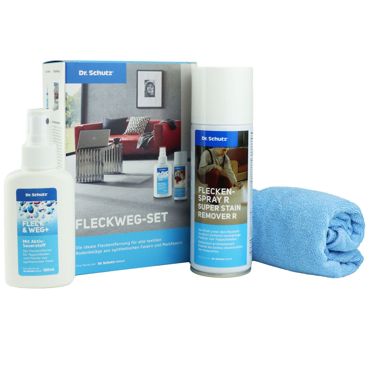 B WARE Dr. Schutz Fleck & Weg Set 100 ml Fleck & Weg & 200 ml Spray R & Mikrofasertuch