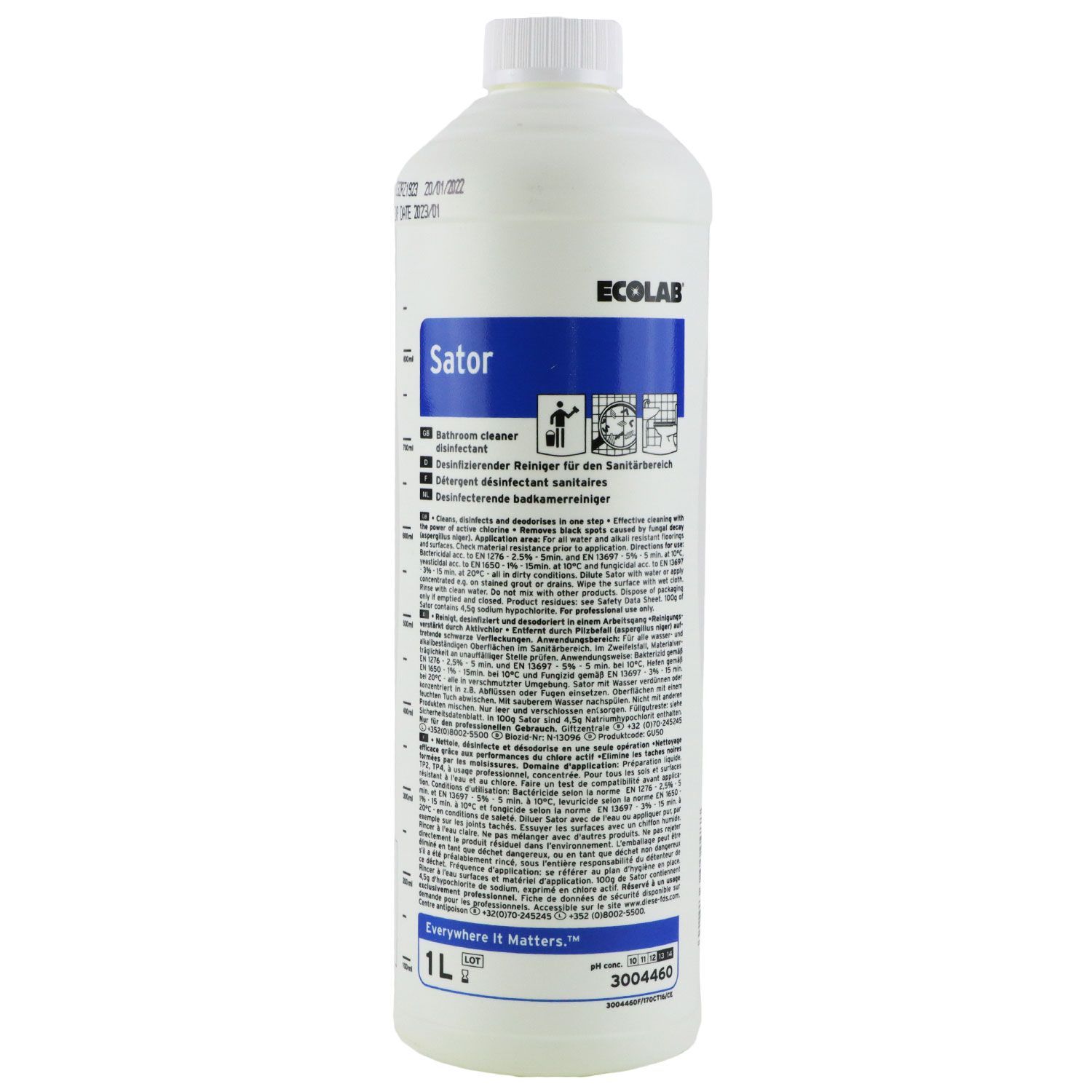 B WARE Ecolab Sator 1 Liter Desinfizierter Reiniger f�r Sanit�rbereich Sanit�rreiniger