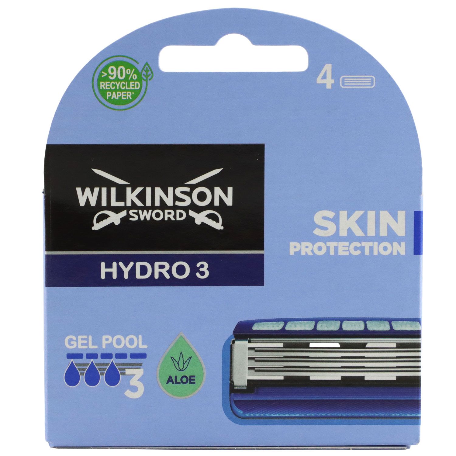 B WARE Wilkinson Sword Hydro 3 Skin Protection Gel Pool 4 Rasierklingen Ersatzklingen
