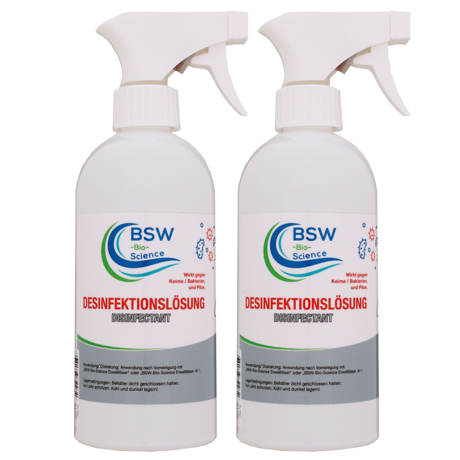 BSW Bio Science Desinfektionsl�sung 2 x 500 ml Spr�hflasche Desinfektion