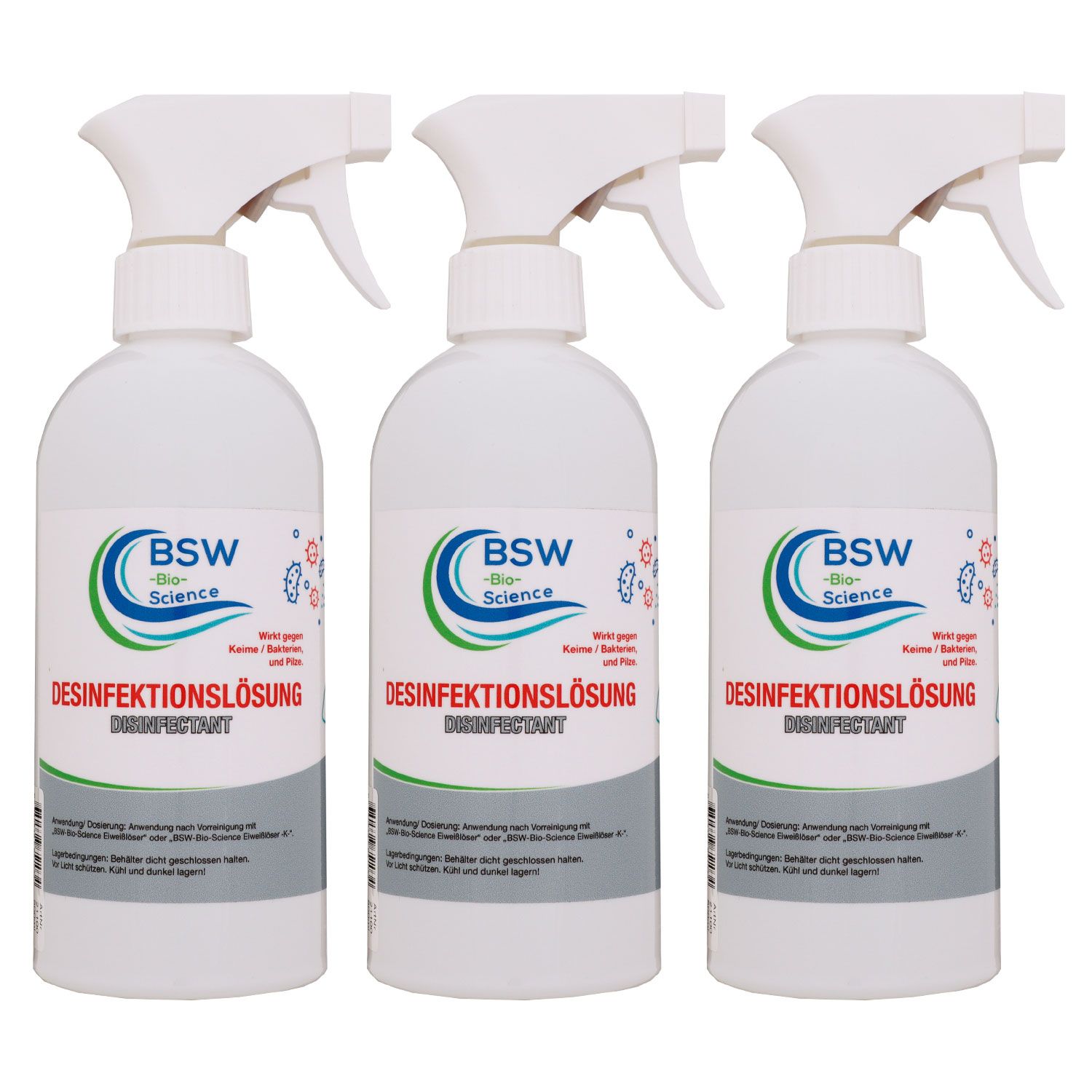 BSW Bio Science Desinfektionsl�sung 3 x 500 ml Spr�hflasche Desinfektion