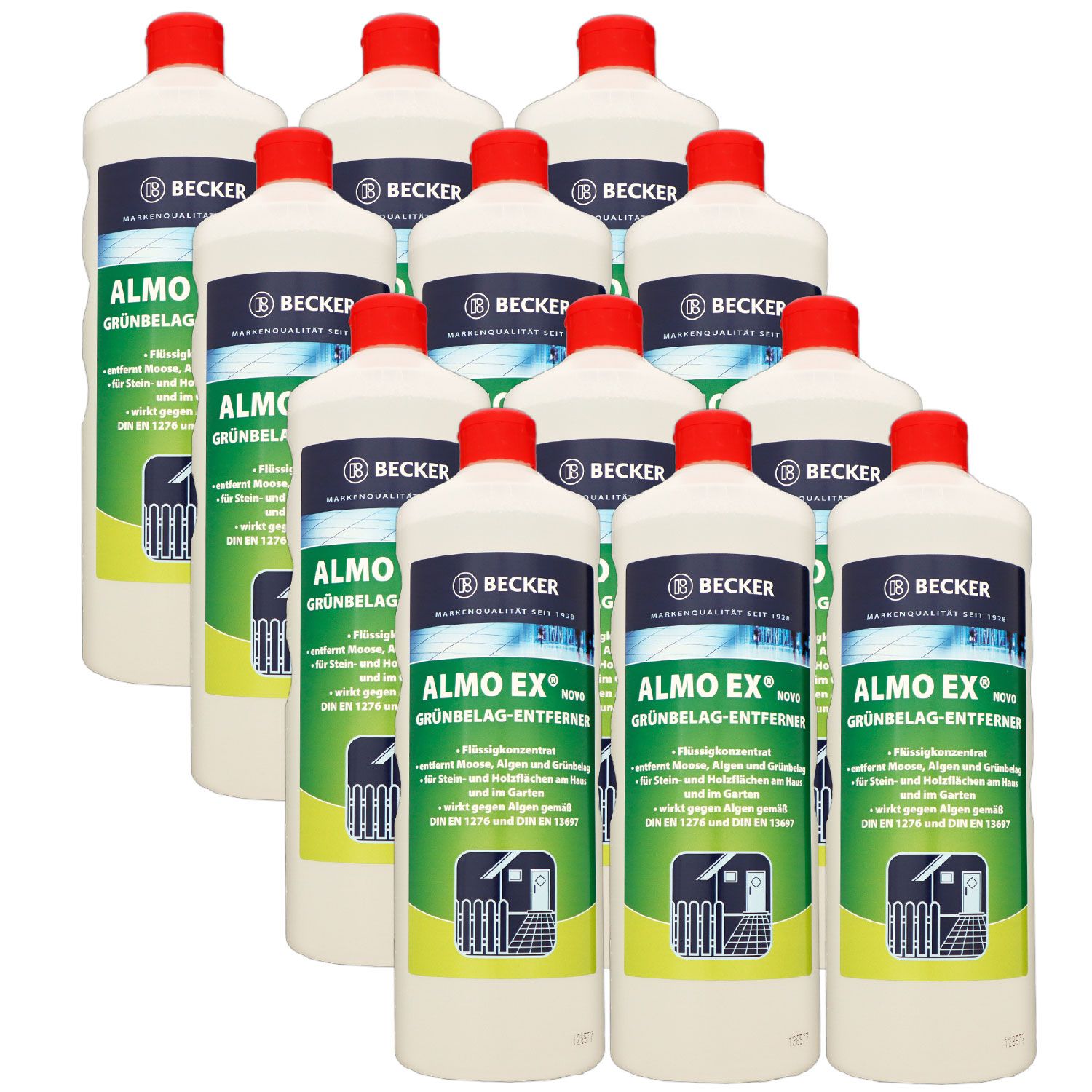 Becker Almo Ex Novo 12 x 1 Liter Steinreiniger Algen und Moosentferner Set