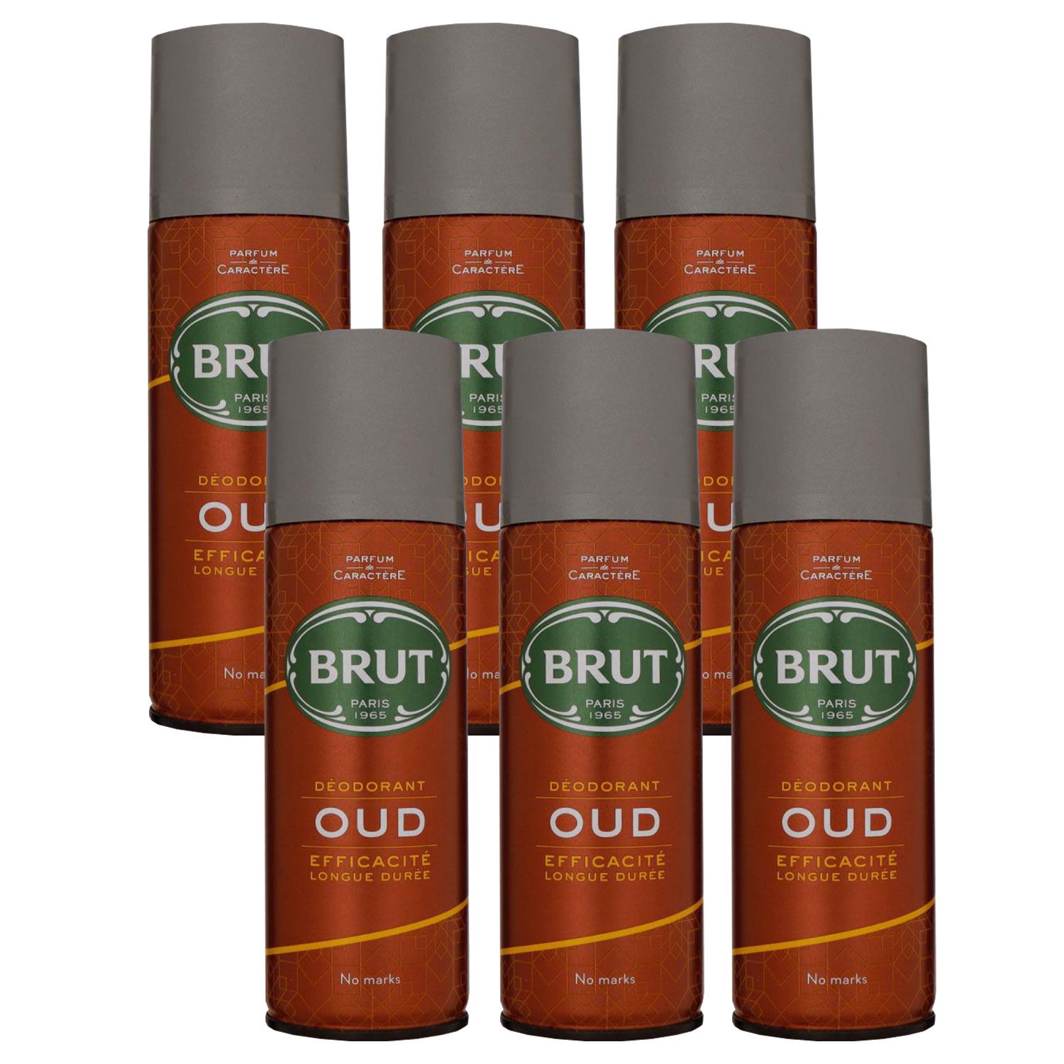 Brut Oud 6 x 200 ml Deo Spray Deodorant Spray Deospray Deodorant Set