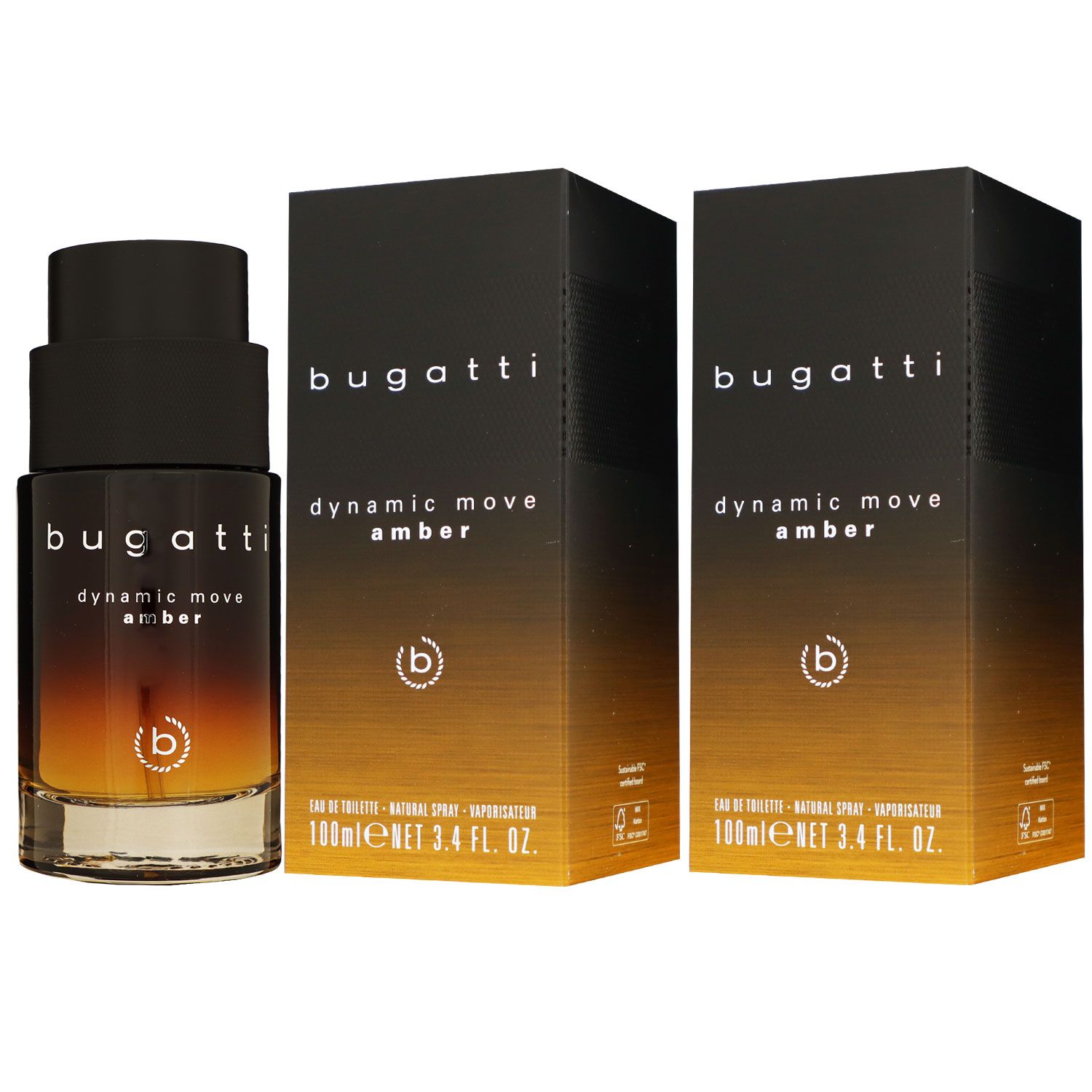 Bugatti Fashion Dynamic Move Amber 2 x 100 ml Eau de Toilette EDT Set
