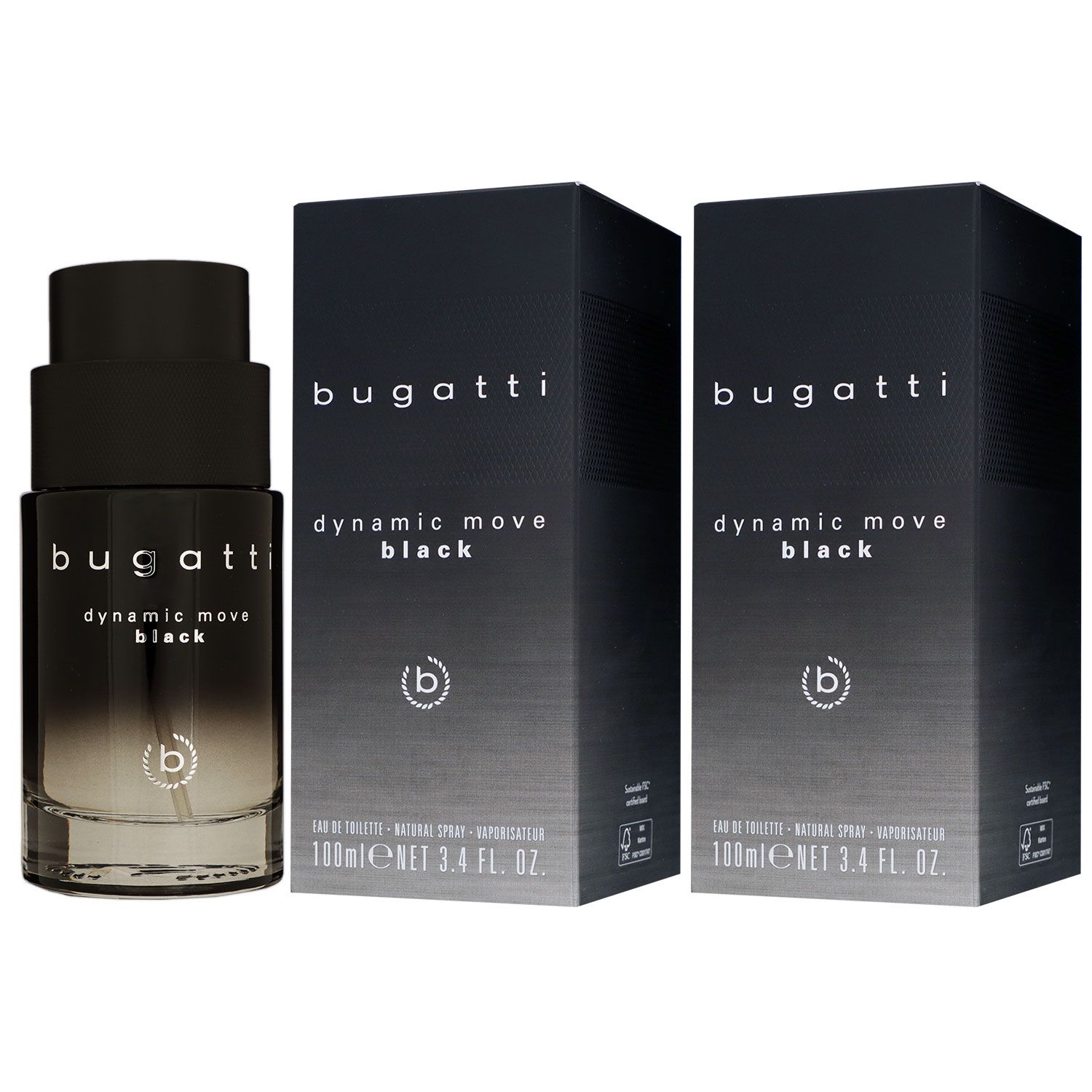 Bugatti Fashion Dynamic Move Black 2 x 100 ml Eau de Toilette EDT Set