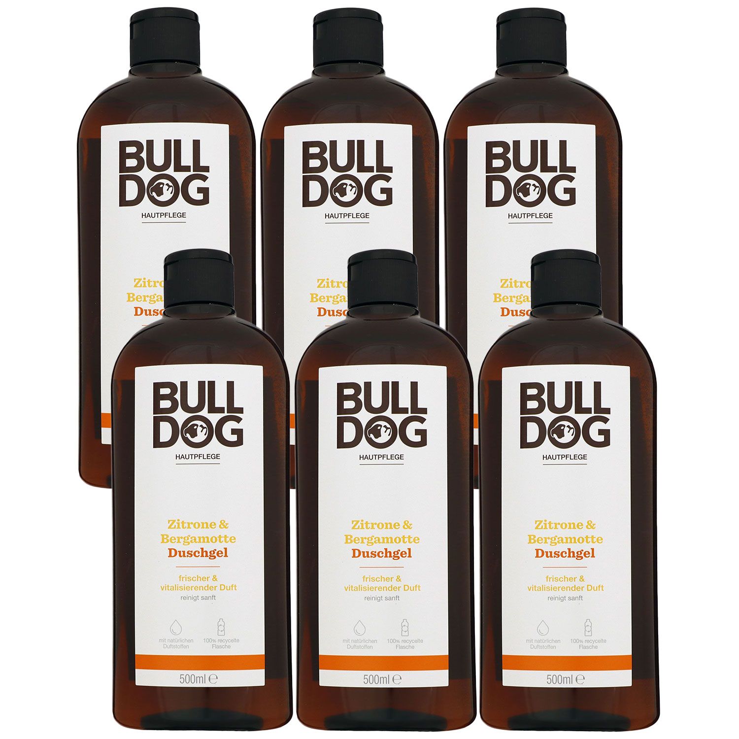 Bulldog Zitrone & Bergamotte 6 x 500 ml Duschgel Showergel Shower Gel Set
