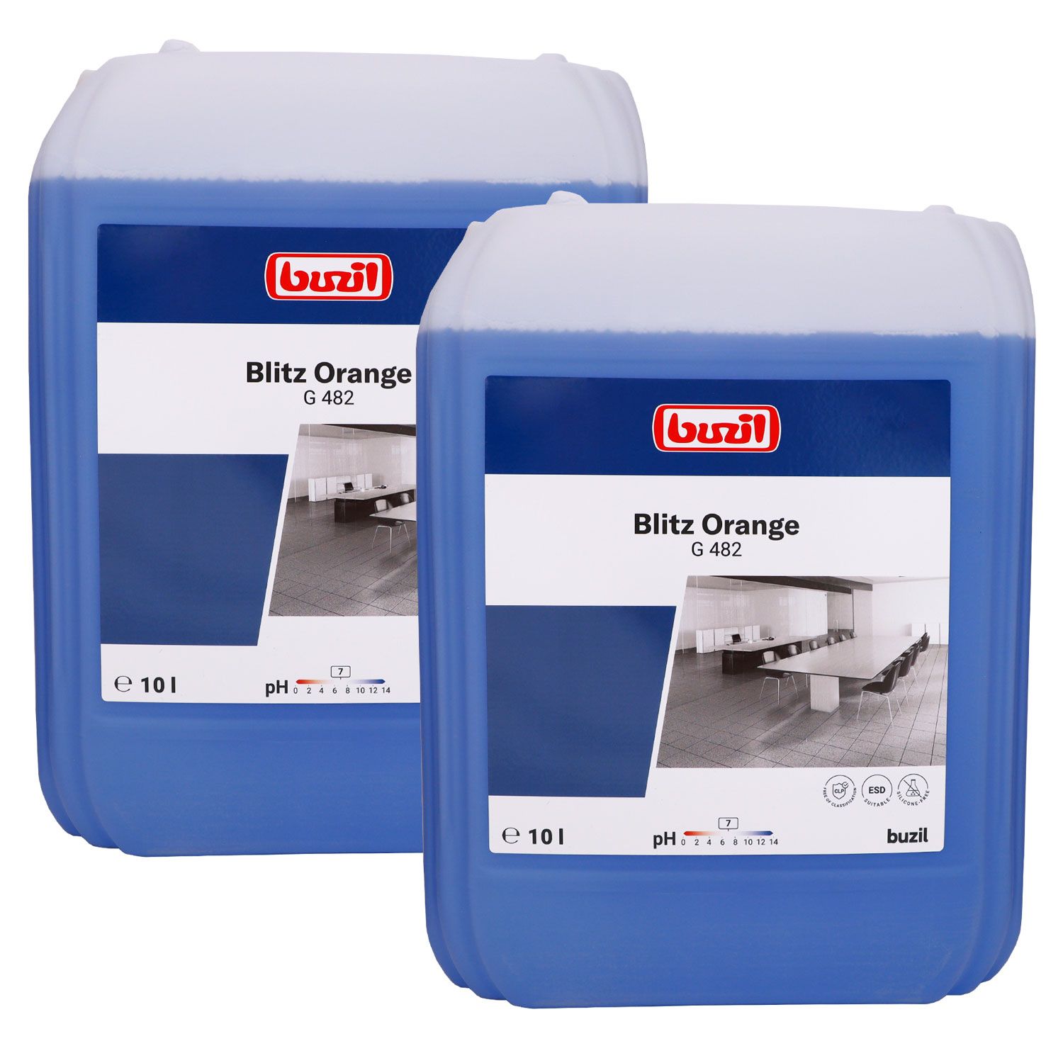Buzil Blitz Orange 2 x 10 Liter G482 neutraler Alkoholreiniger mit Orangenduft Kanister Set