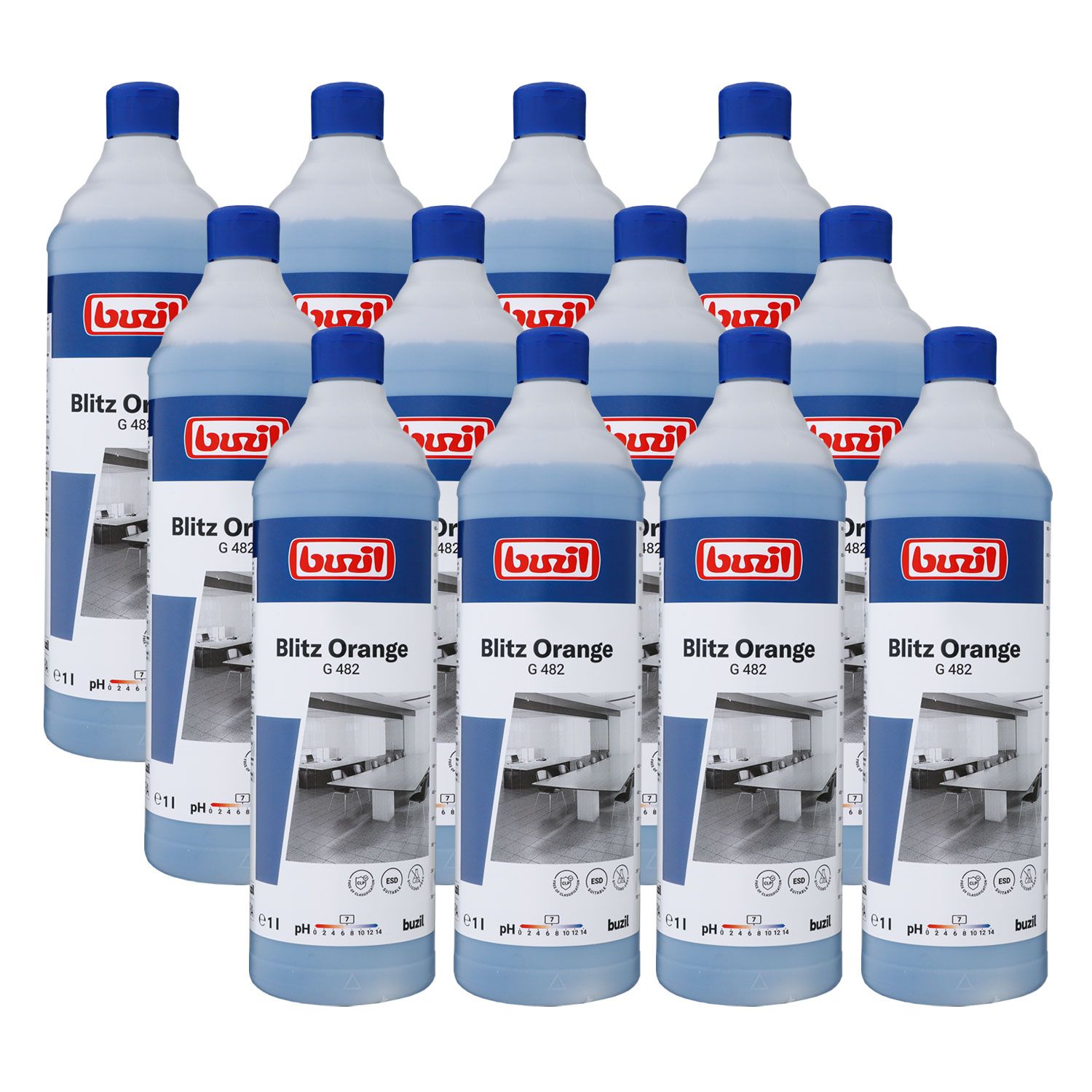 Buzil Blitz Orange G482 12 x 1 Liter neutraler Alkoholreiniger mit Orangenduft