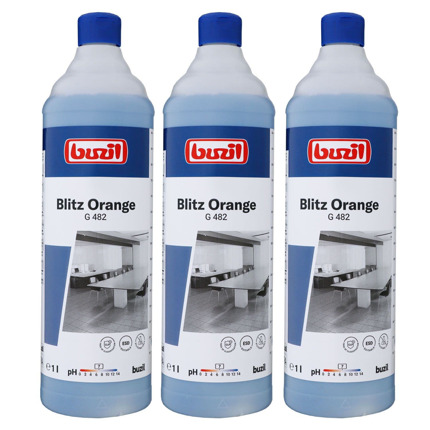 Buzil Blitz Orange G482 3 x 1 Liter neutraler Alkoholreiniger mit Orangenduft