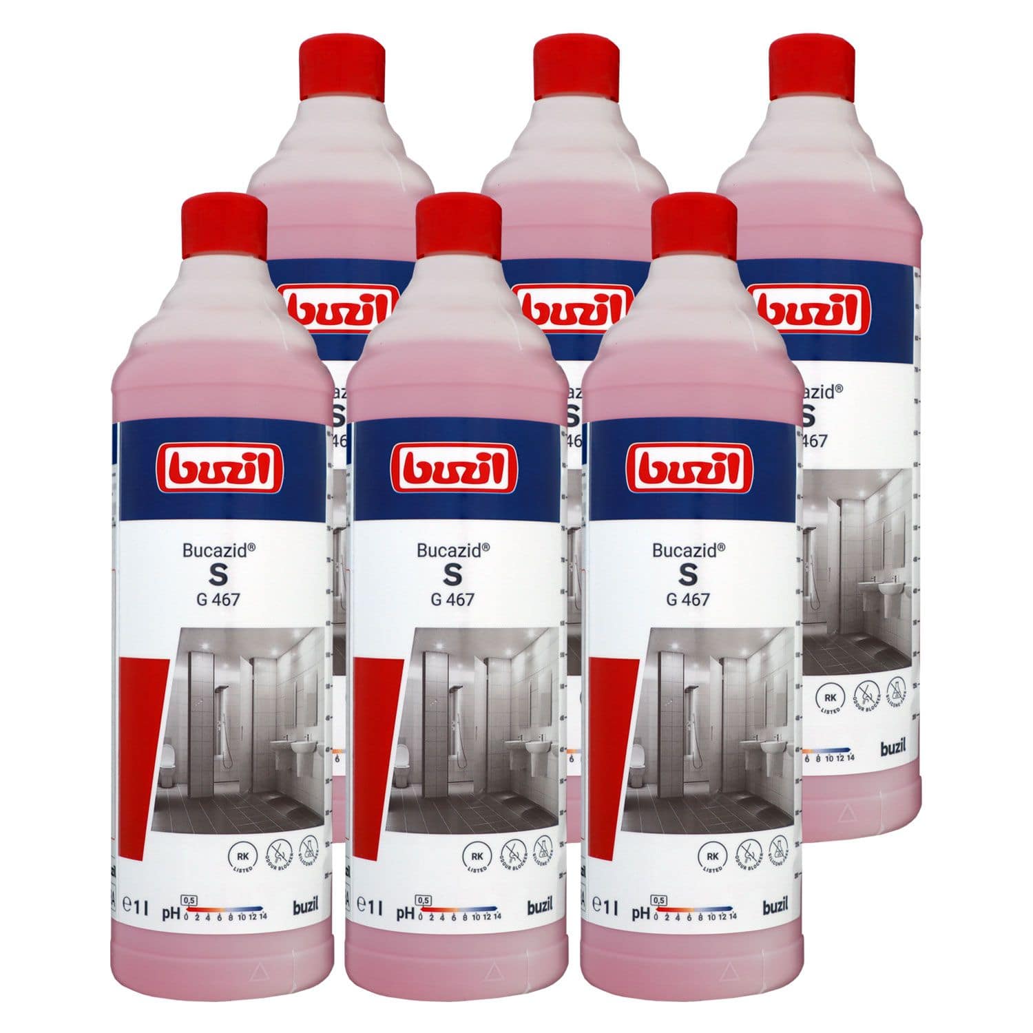 Buzil Bucazid S G 467 6 x 1 Liter Sanit�rreiniger RK-gelistet Set