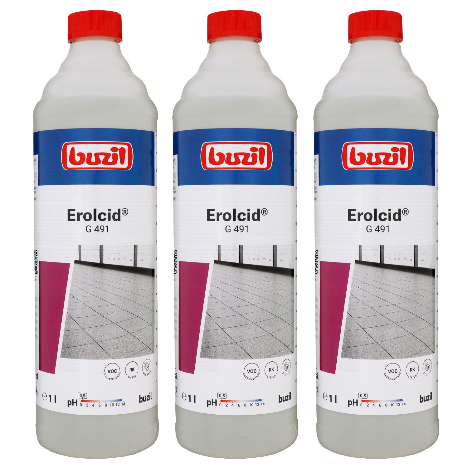 Buzil Erolcid G 491 3 x 1 Liter Intensivreiniger f�r Feinsteinzeugreiniger sauer
