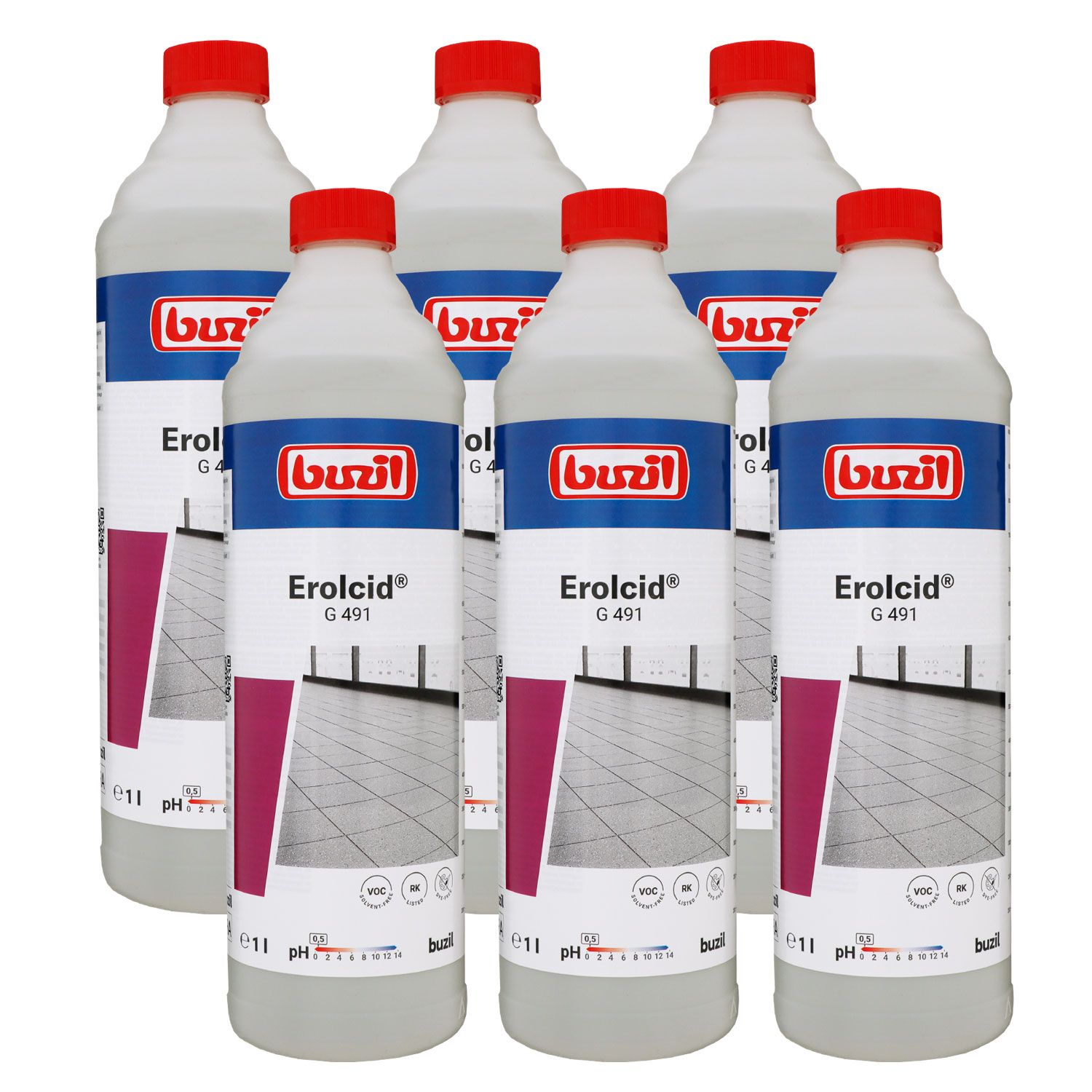 Buzil Erolcid G 491 6 x 1 Liter Intensivreiniger f�r Feinsteinzeugreiniger sauer