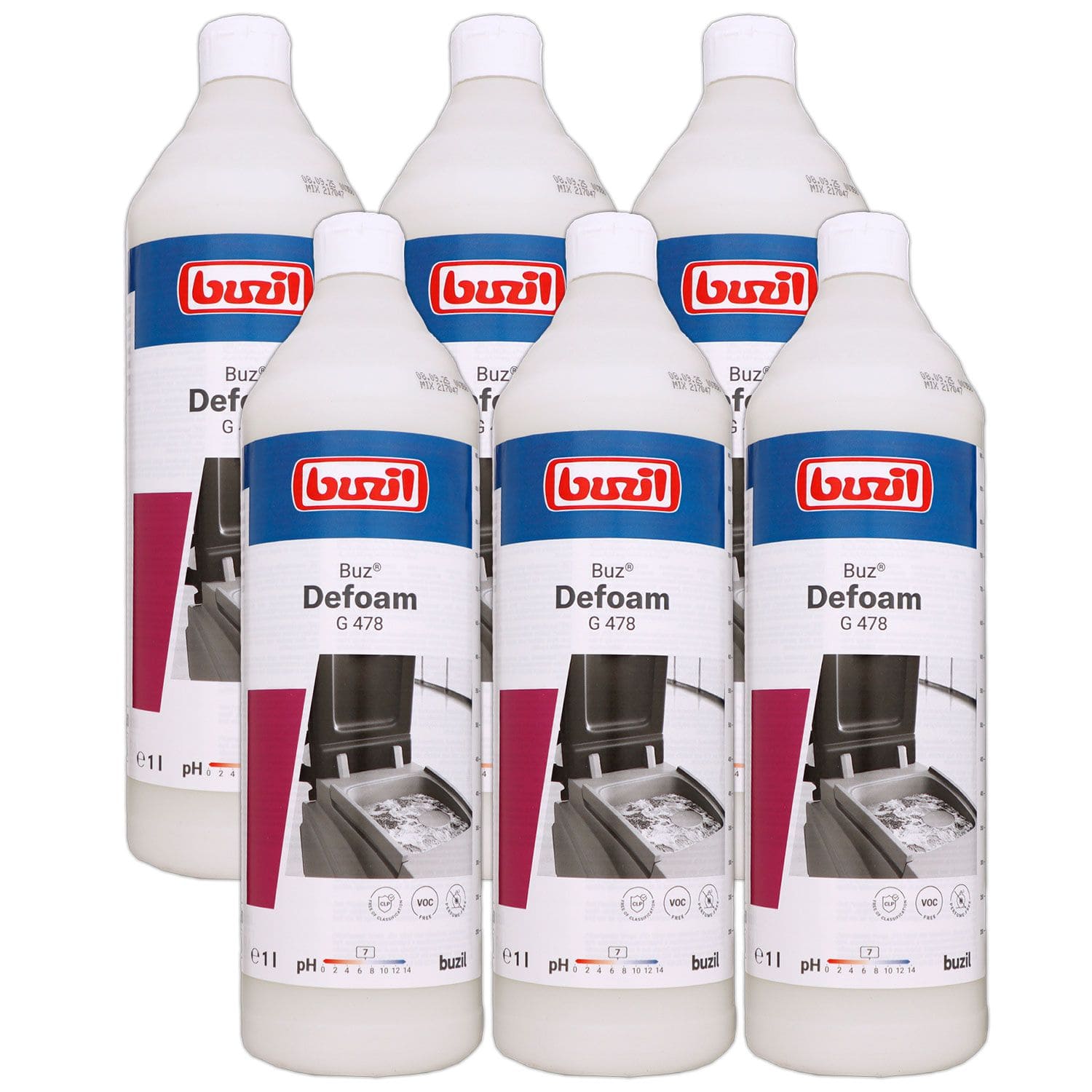 Buzil G 478 Buz Defoam 6 x 1 L Entsch�umer Maschienenreiniger Set