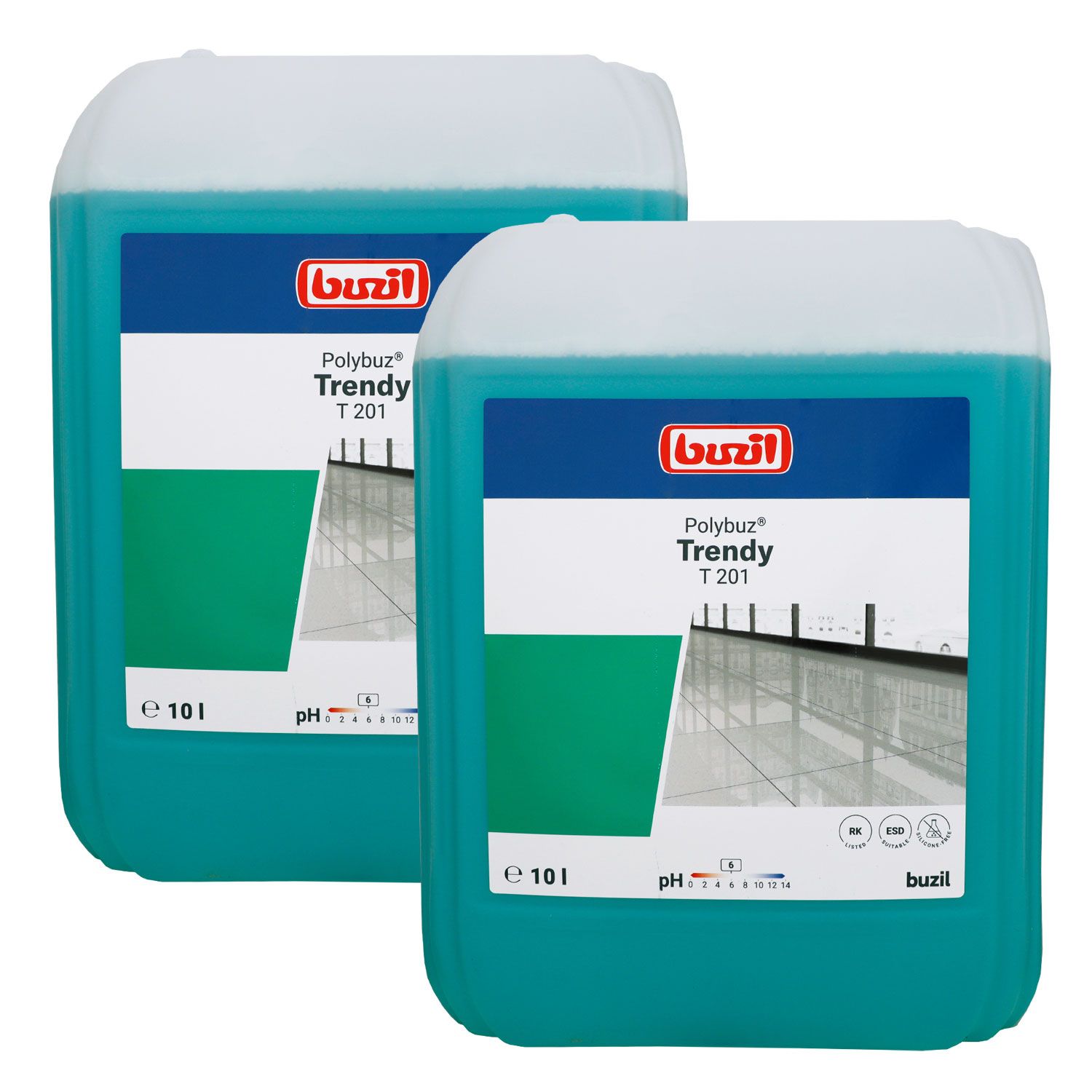 Buzil Polybuz Trendy T 201 2 x 10 Liter Glanzreiniger auf Alkoholbasis Kanister Set