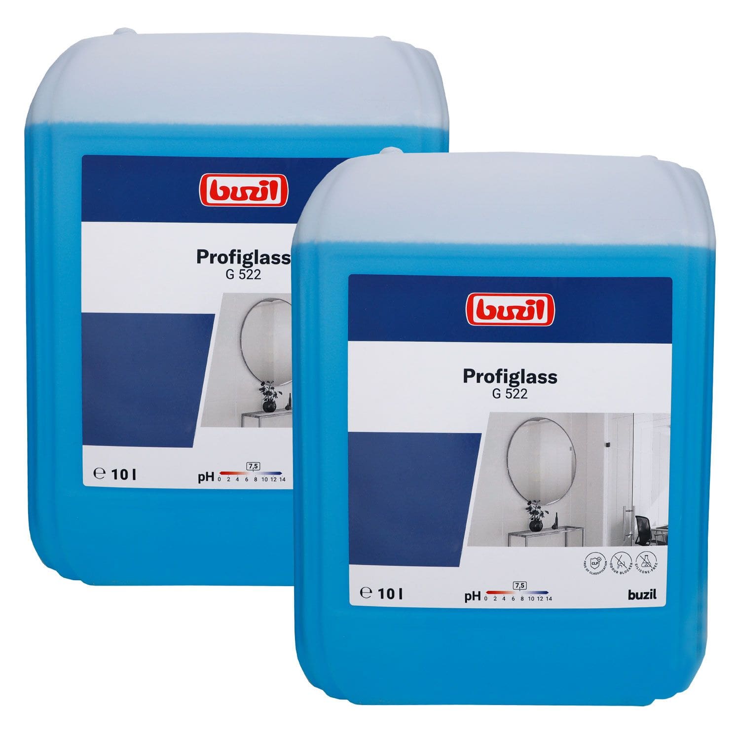 Buzil Profiglass G522 2 x 10 Liter Classic Glasreiniger mit Anti-Soiling-Effekt Kanister Set