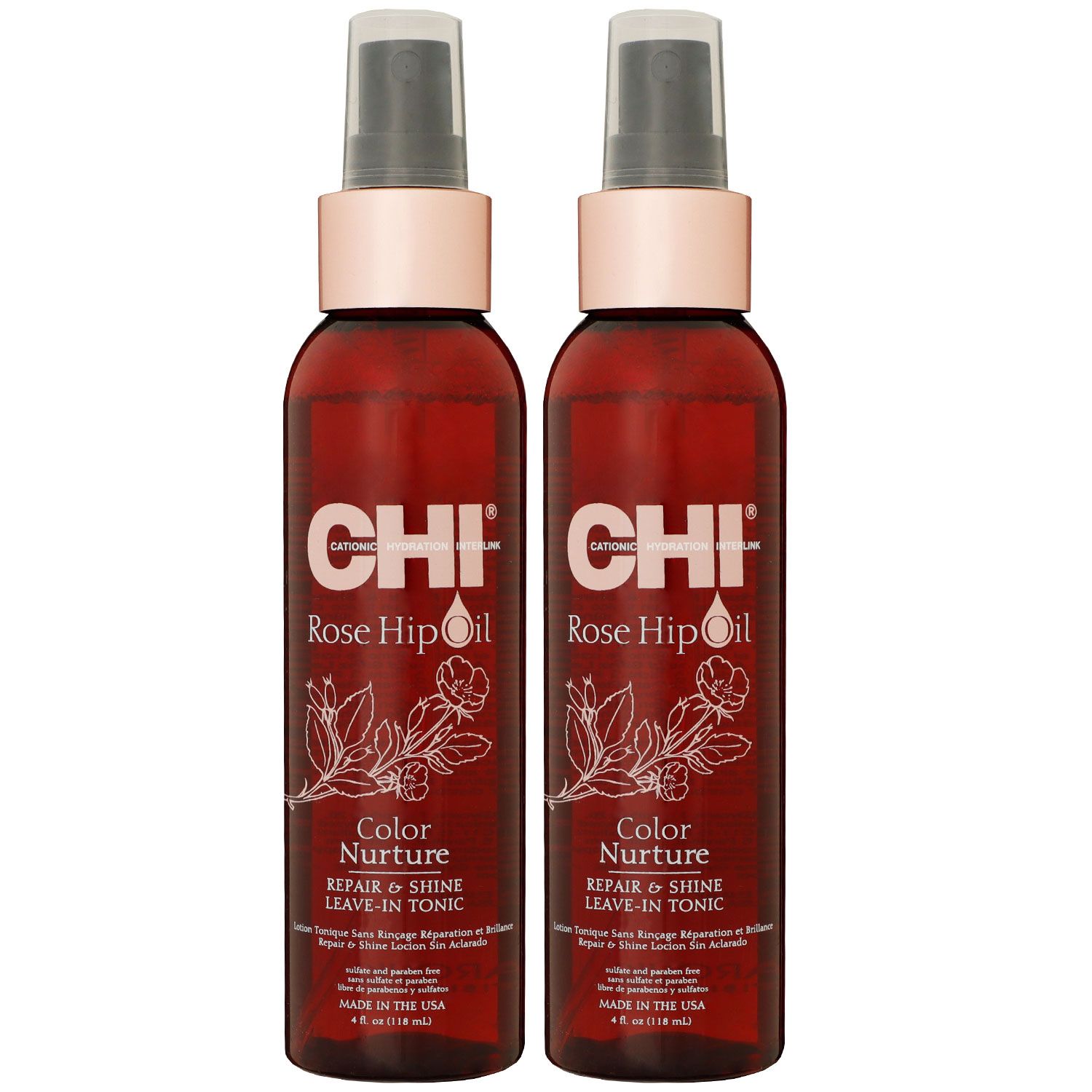 CHI Rose Hip Oil 2 x 118 ml Repair & Shine Leave In Serum Set