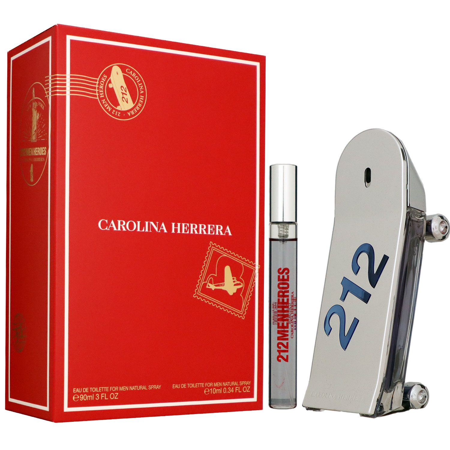 Carolina Herrera 212 Men Heroes Set 90 ml Eau de Toilette EDT & 10 ml EDT Spray