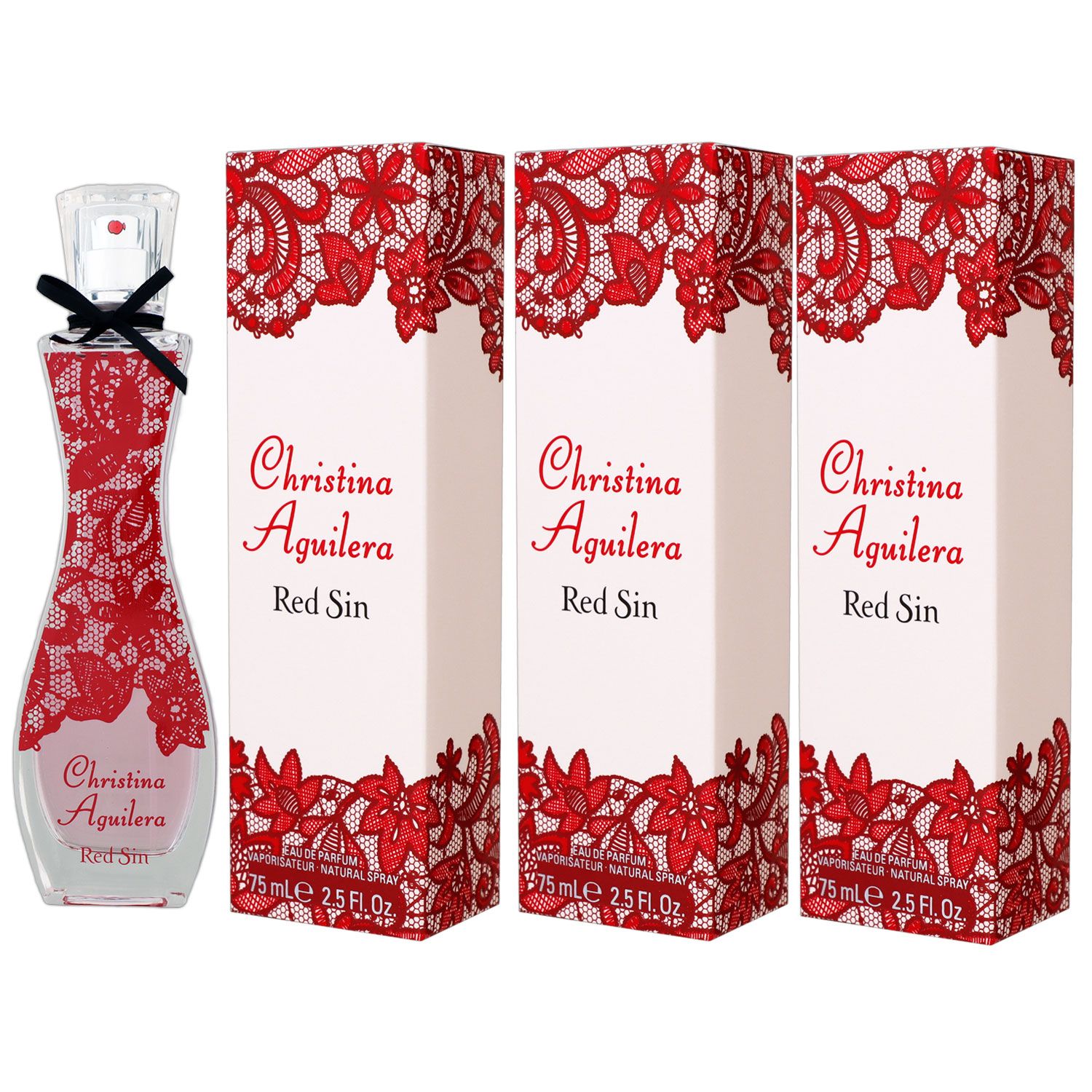 Christina Aguilera Red Sin 3 x 75 ml Eau de Parfum EDP Set Damenparfum