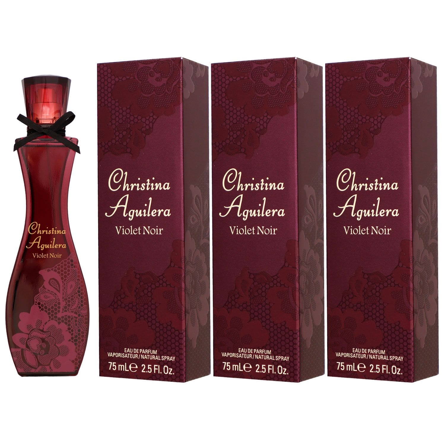 Christina Aguilera Violet Noir 3 x 75 ml Eau de Parfum EDP Set Damenparfum