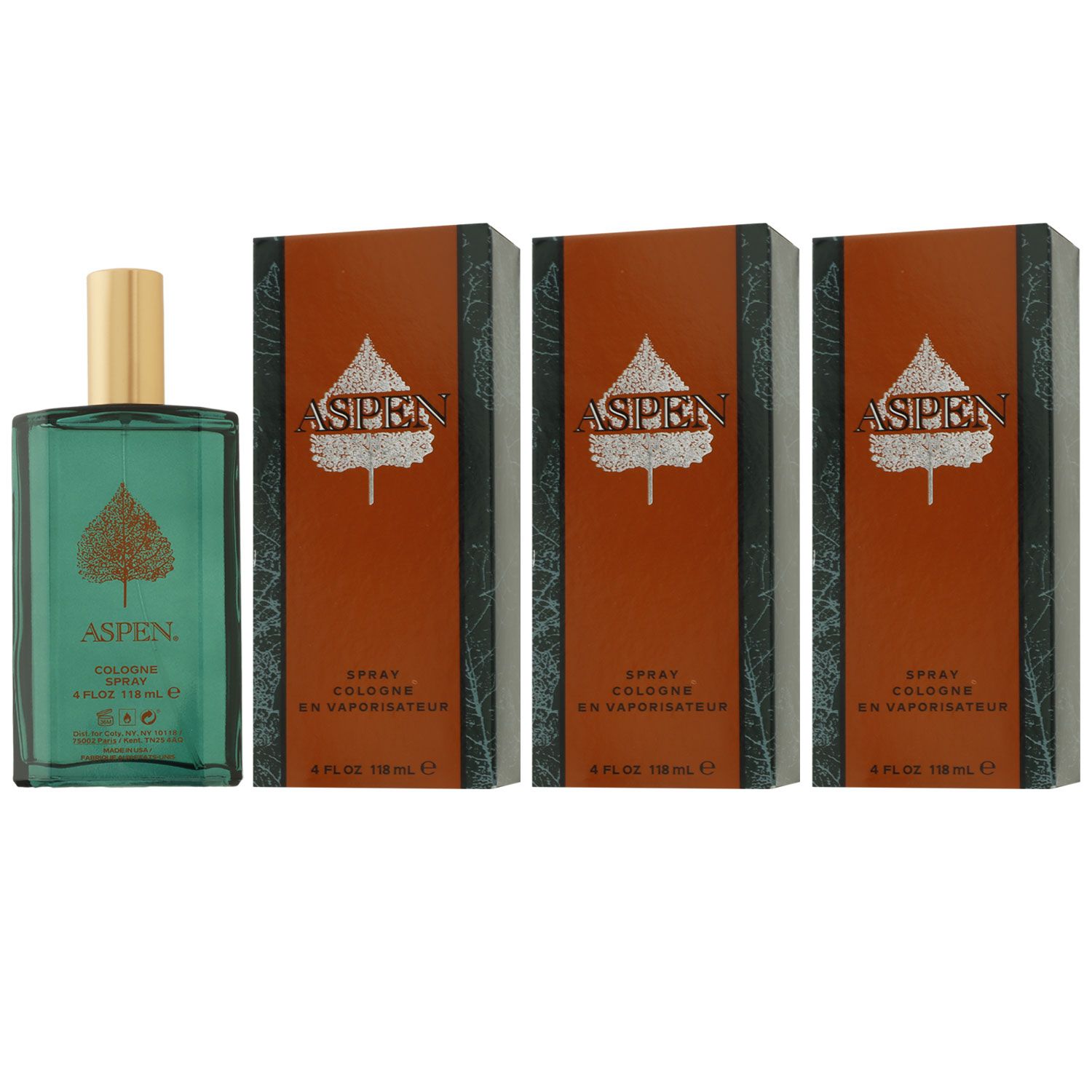 Coty Aspen for Men 3 x 118 ml Eau de Cologne EDC Set Herrenduft