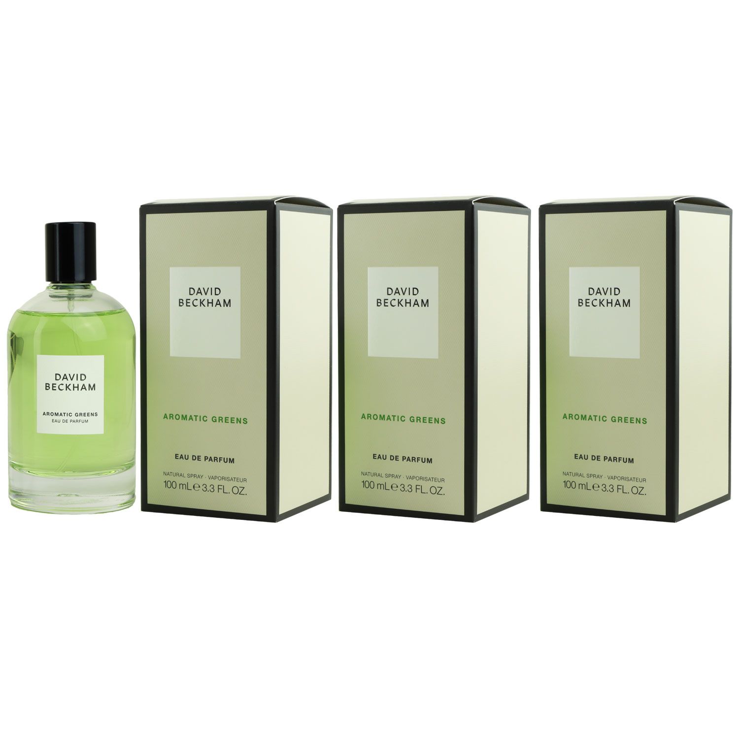 David Beckham Aromatic Greens 3 x 100 ml Eau de Parfum EDP Set Herrenparfum