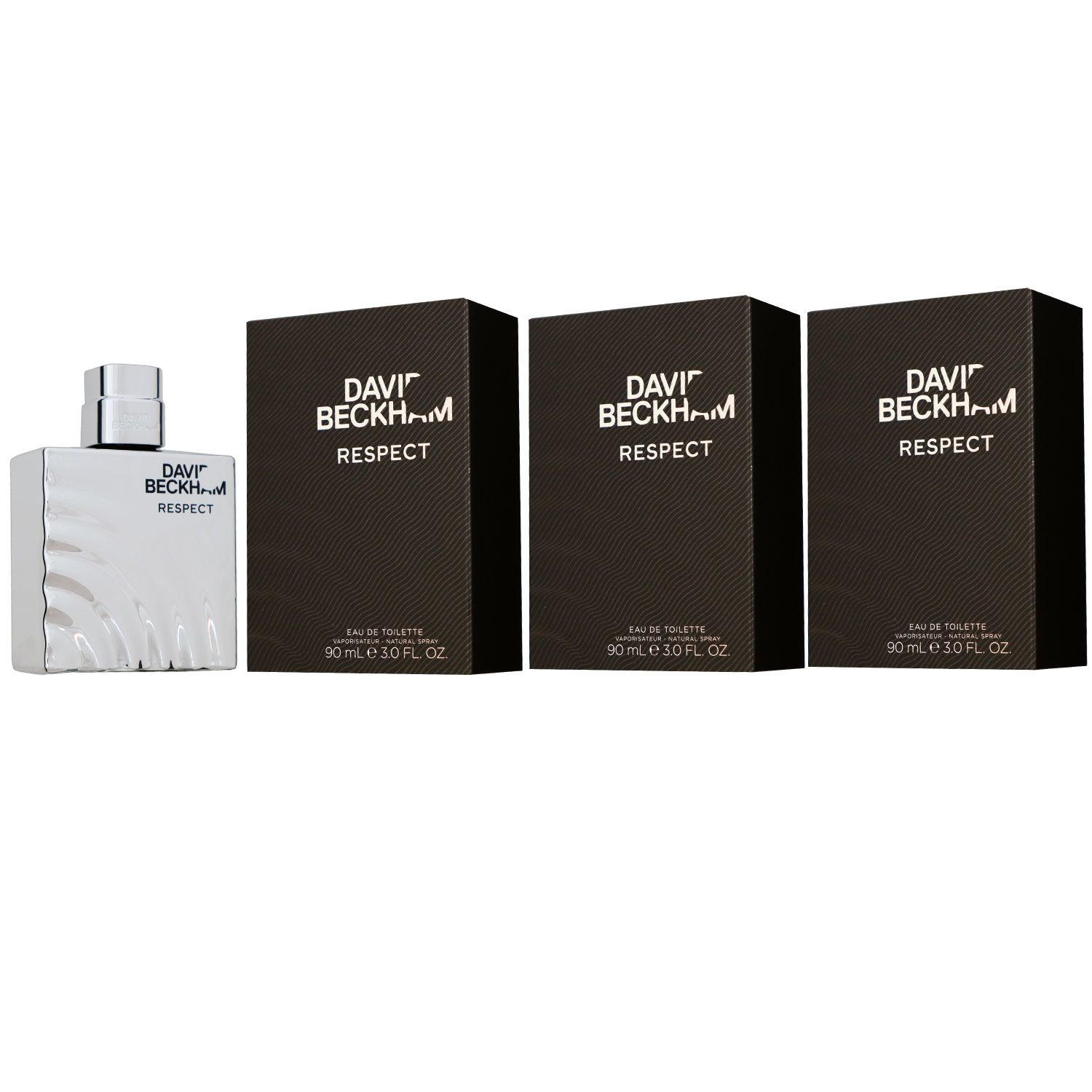 David Beckham Respect 3 x 90 ml Eau de Toilette EDT Herrenduft Set