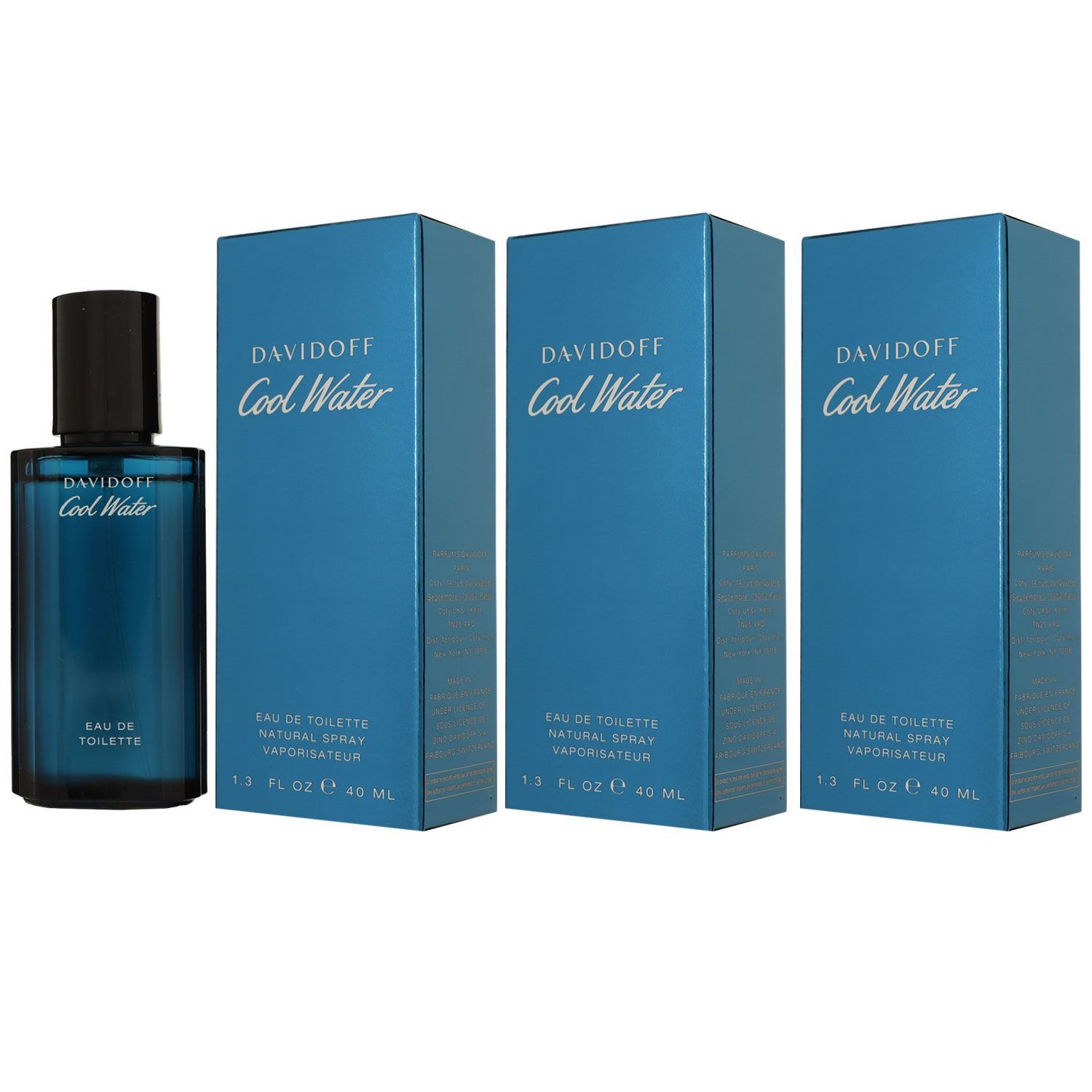 Davidoff Cool Water 3 x 40 ml Eau de Toilette EDT Set Herrenparfum