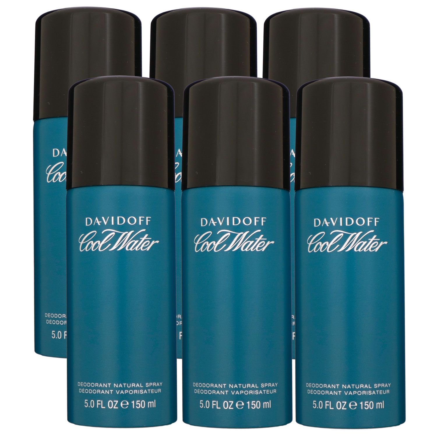 Davidoff Cool Water Man 6 x 150 ml Deospray Deodorant Spray neues Design Set