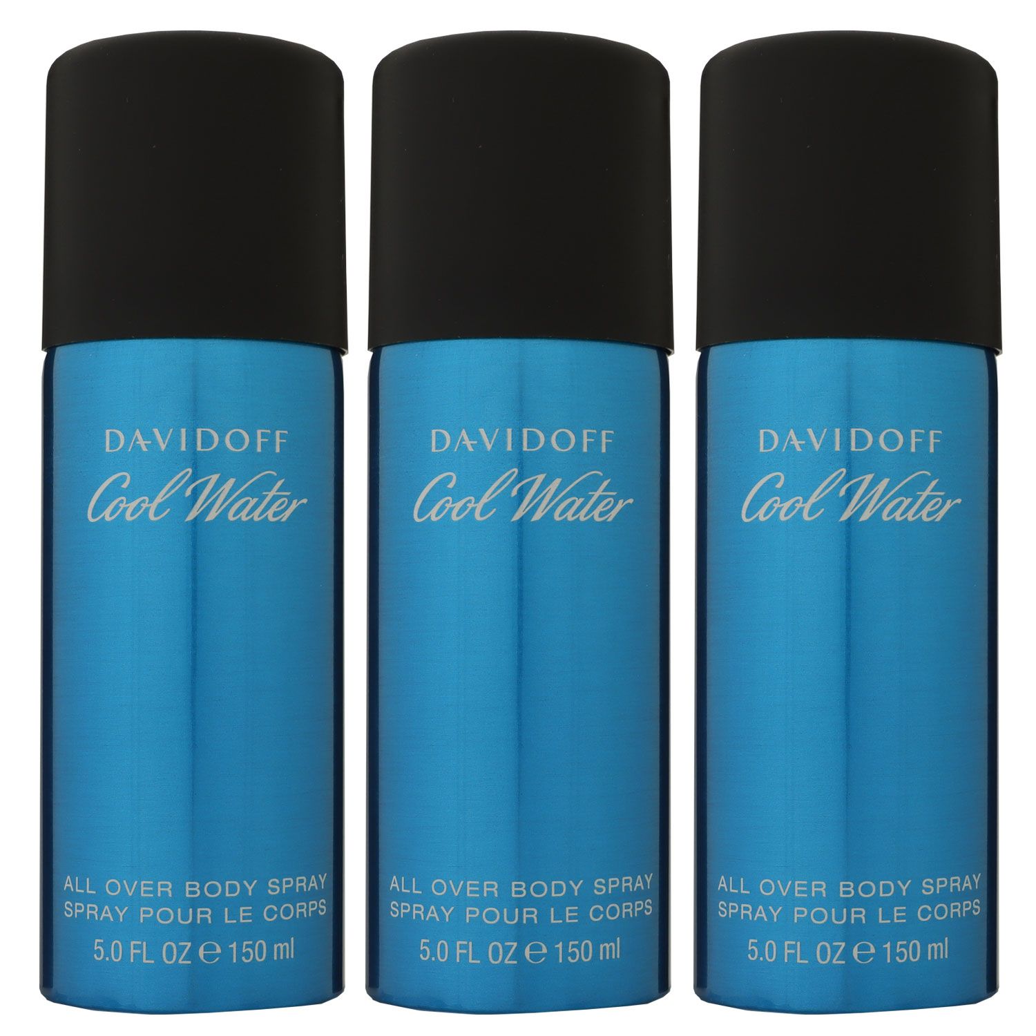 Davidoff Cool Water Man - Men 3 x 150 ml All Over Body Spray Deospray Set