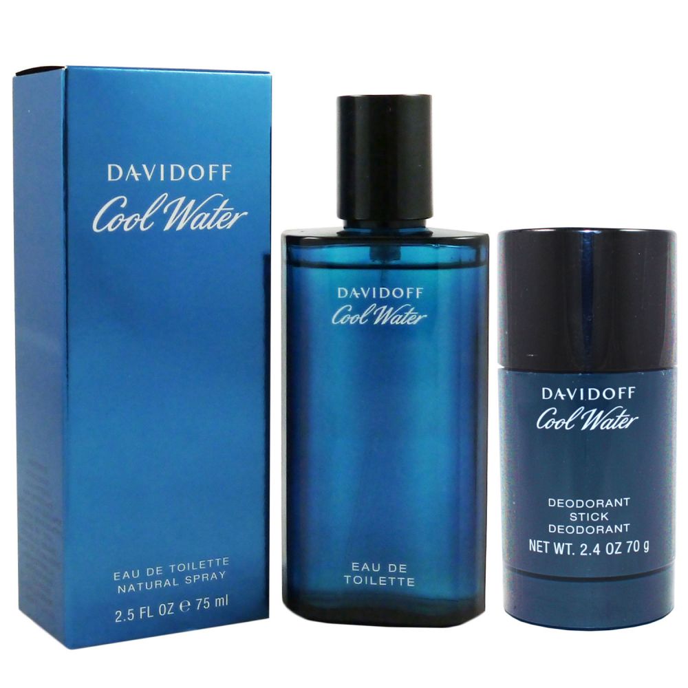 Davidoff Cool Water Man - Men 75 ml Eau de Toilette EDT & 75 ml Deostick Set