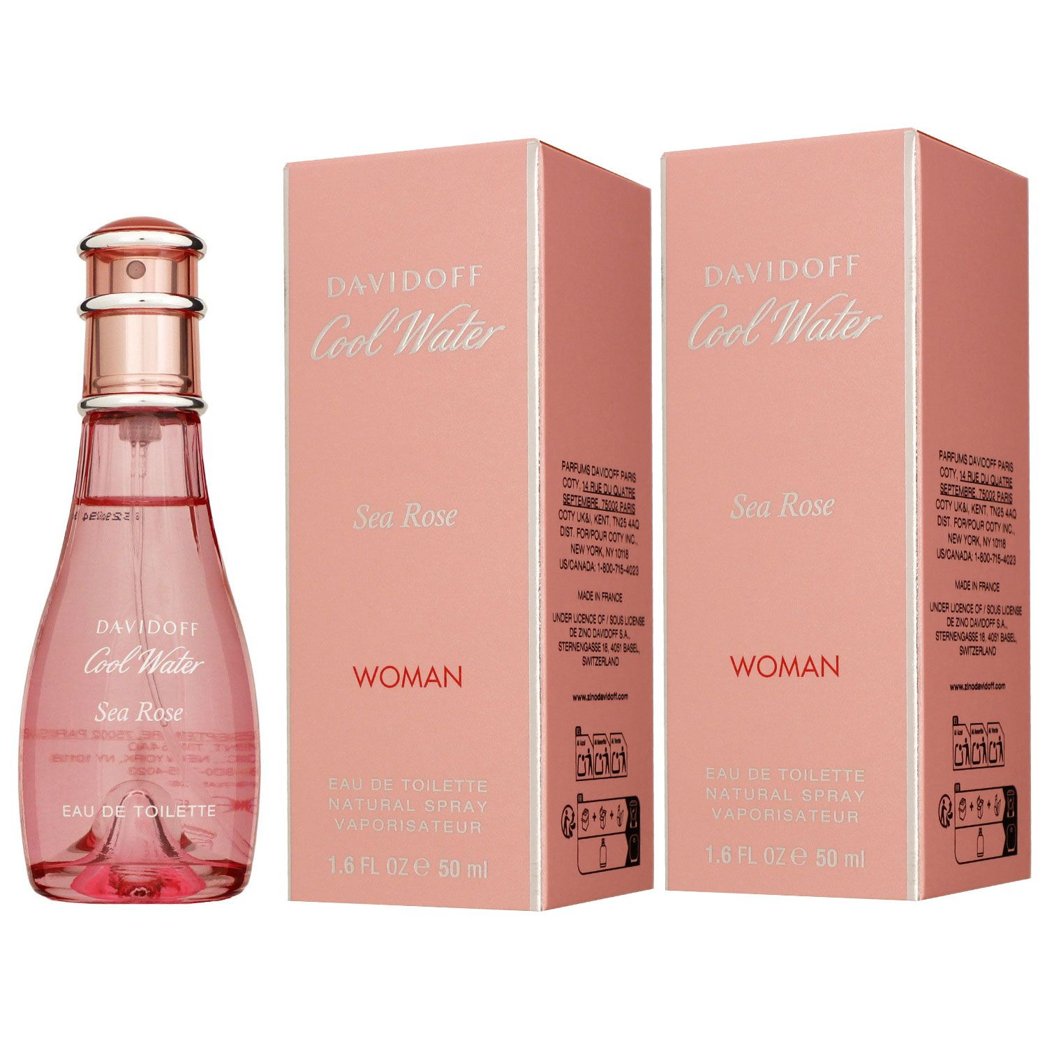 Davidoff Cool Water Sea Rose 2 x 50 ml Eau de Toilette EDT Set Damenduft