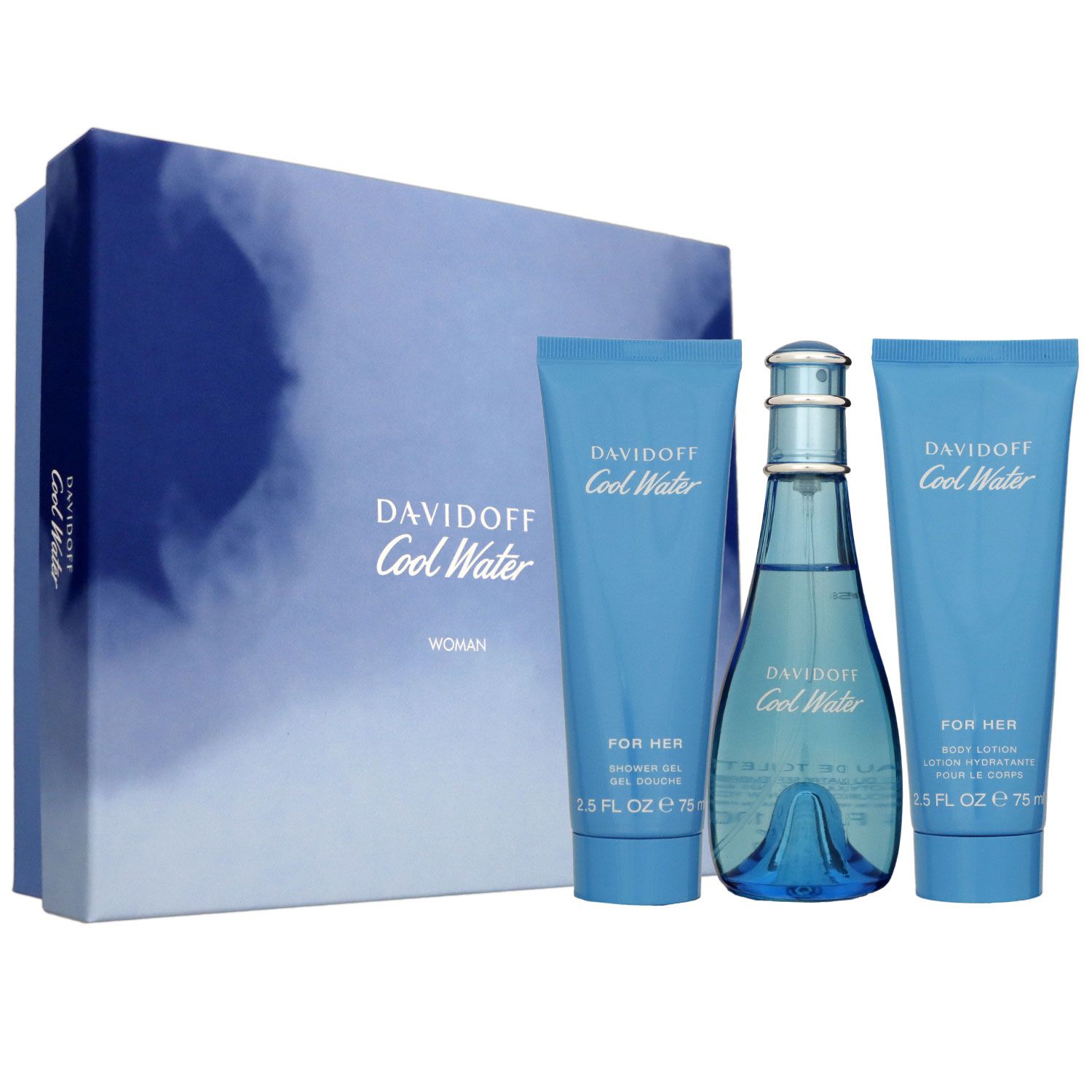 Davidoff Cool Water Woman - Women Set 100 ml EDT & 75 ml BL & 75 ml Showergel