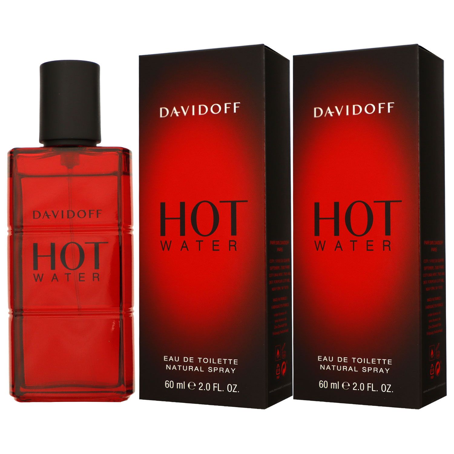 Davidoff Hot Water 2 x 60 ml Eau de Toilette EDT Set Herrenduft