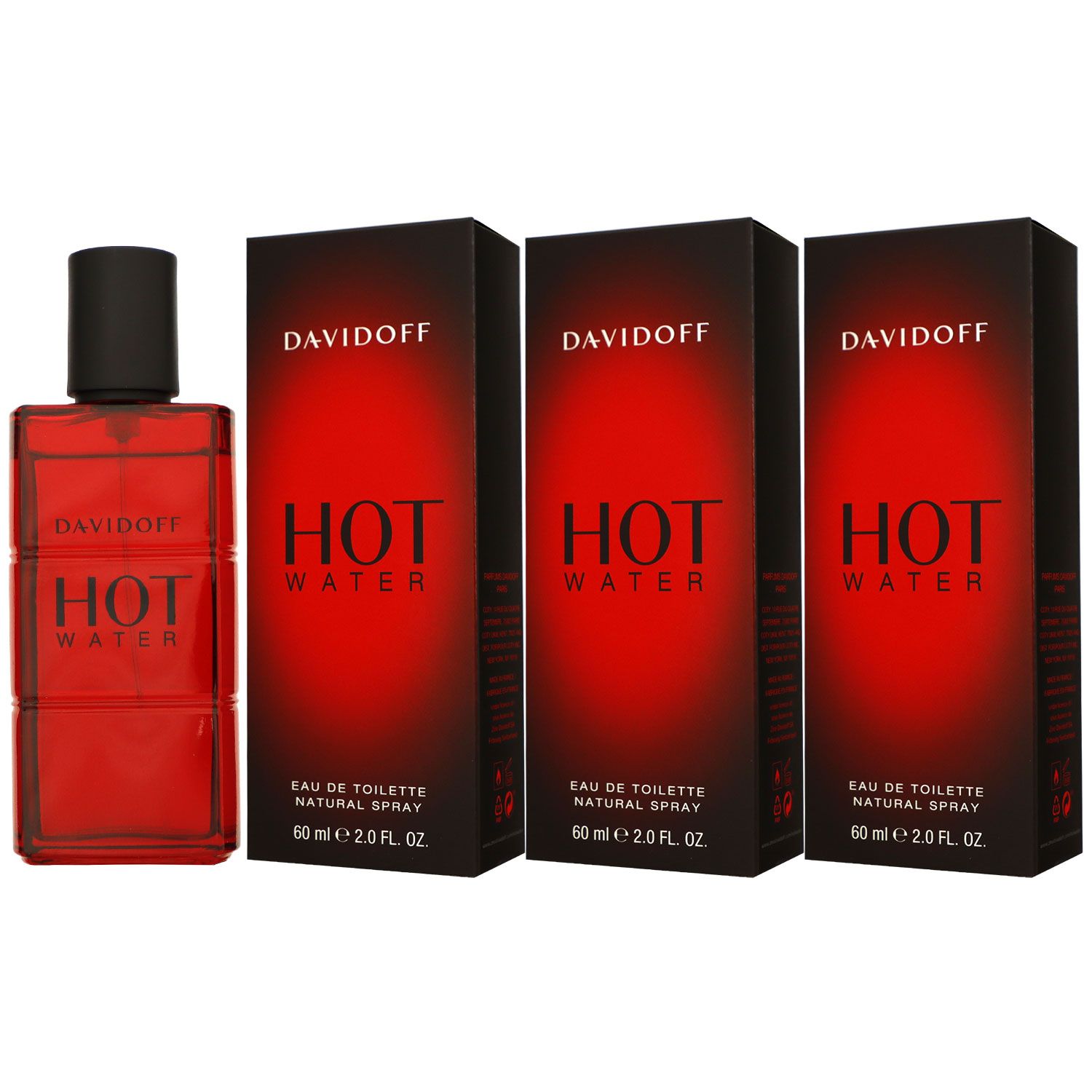 Davidoff Hot Water 3 x 60 ml Eau de Toilette EDT Set Herrenduft
