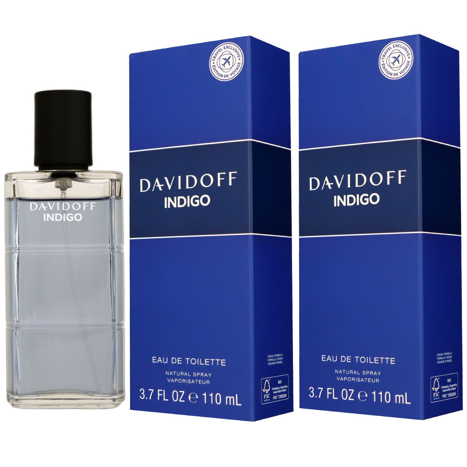 Davidoff Indigo 2 x 110 ml Eau de Toilette EDT Set Herrenduft