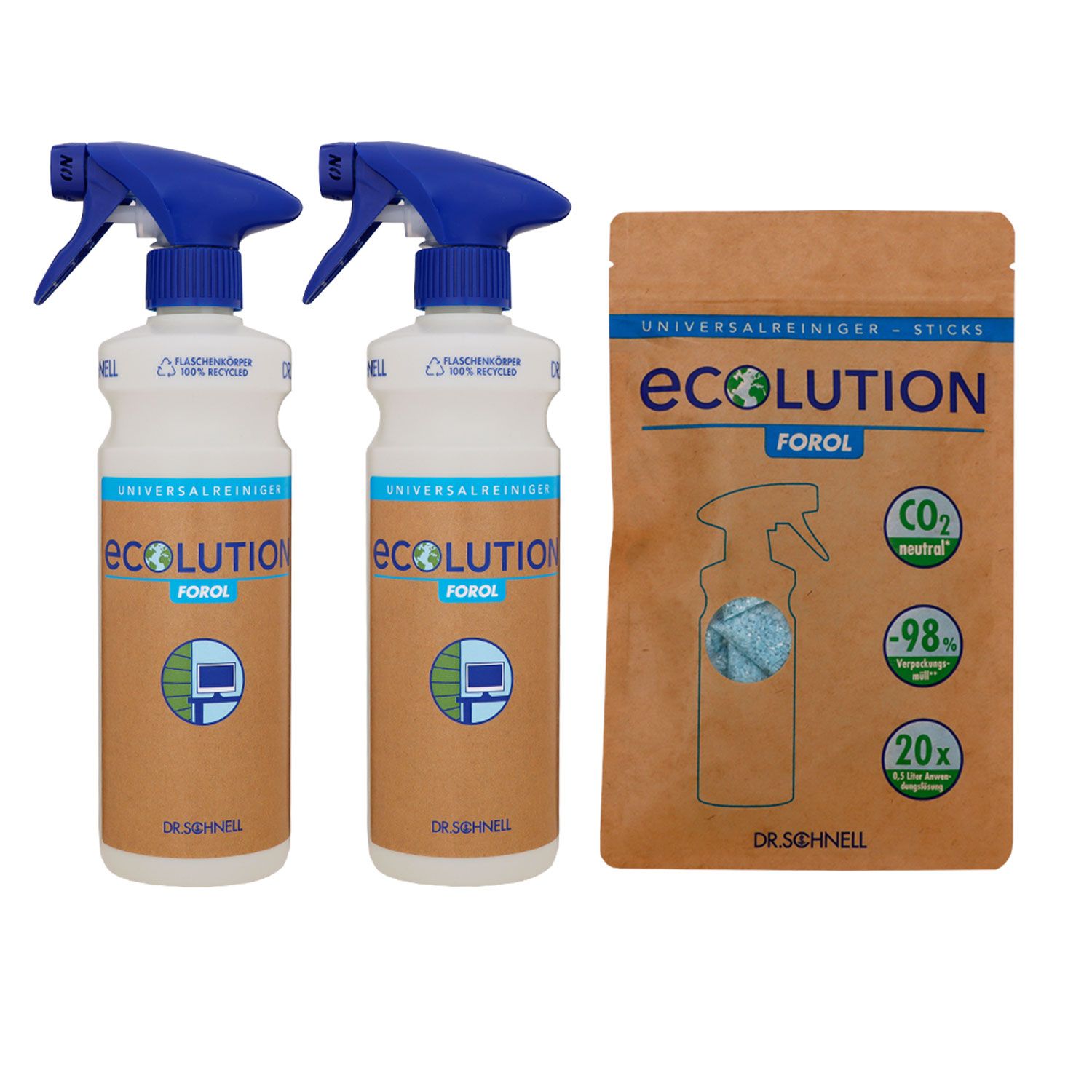 Dr. Schnell Ecolution Forol 20 Sticks & 2 x 500 ml Leerflasche Set