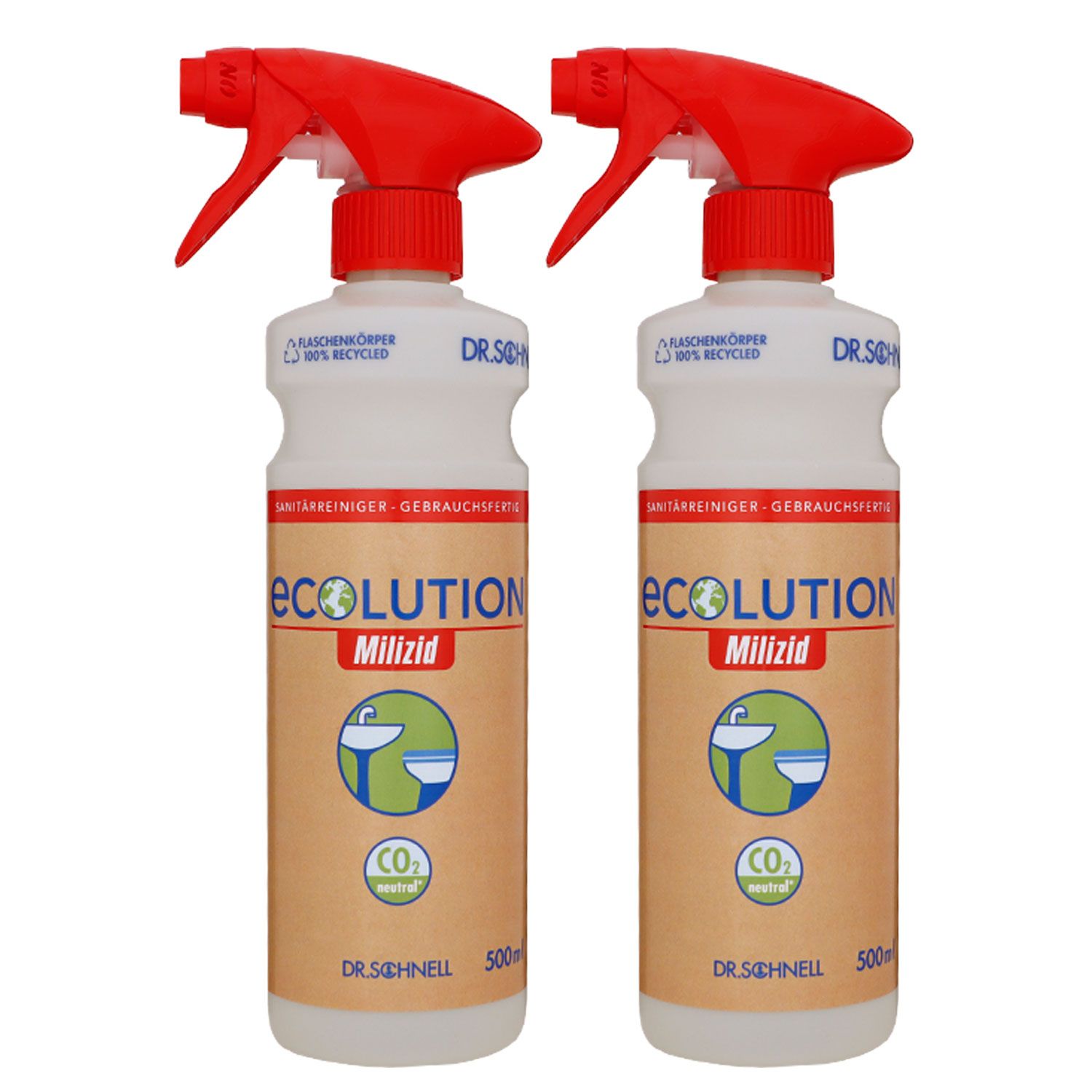 Dr. Schnell Ecolution Handspr�her Leerflasche 2 x 500 ml f�r Milizid Sticks